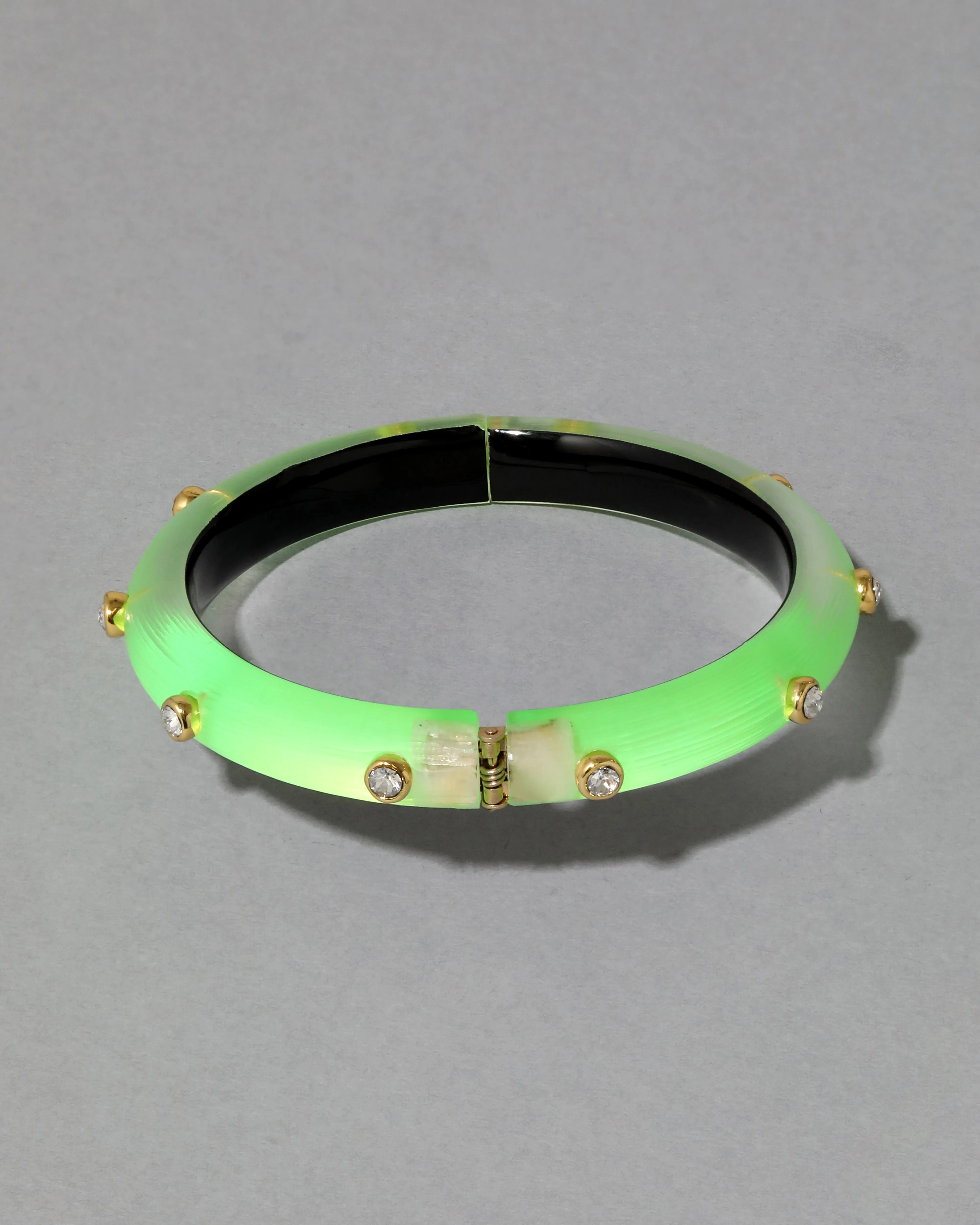 Crystal Studded Lucite Hinge Bracelet- Neon Green sold by Alexis Bittar product image thumbnail 3