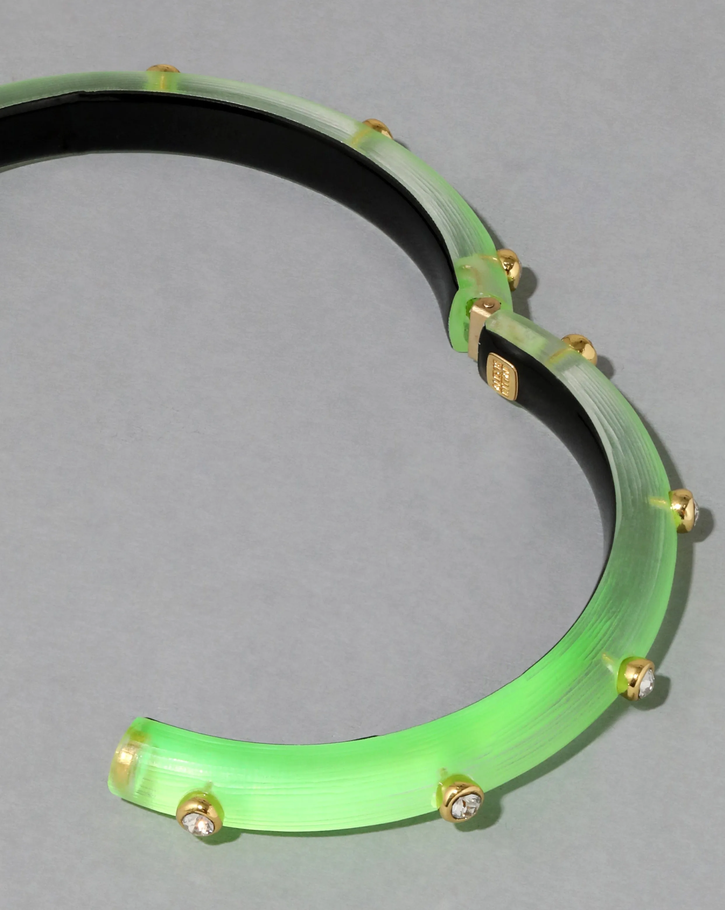 Crystal Studded Lucite Hinge Bracelet- Neon Green sold by Alexis Bittar product image thumbnail 5