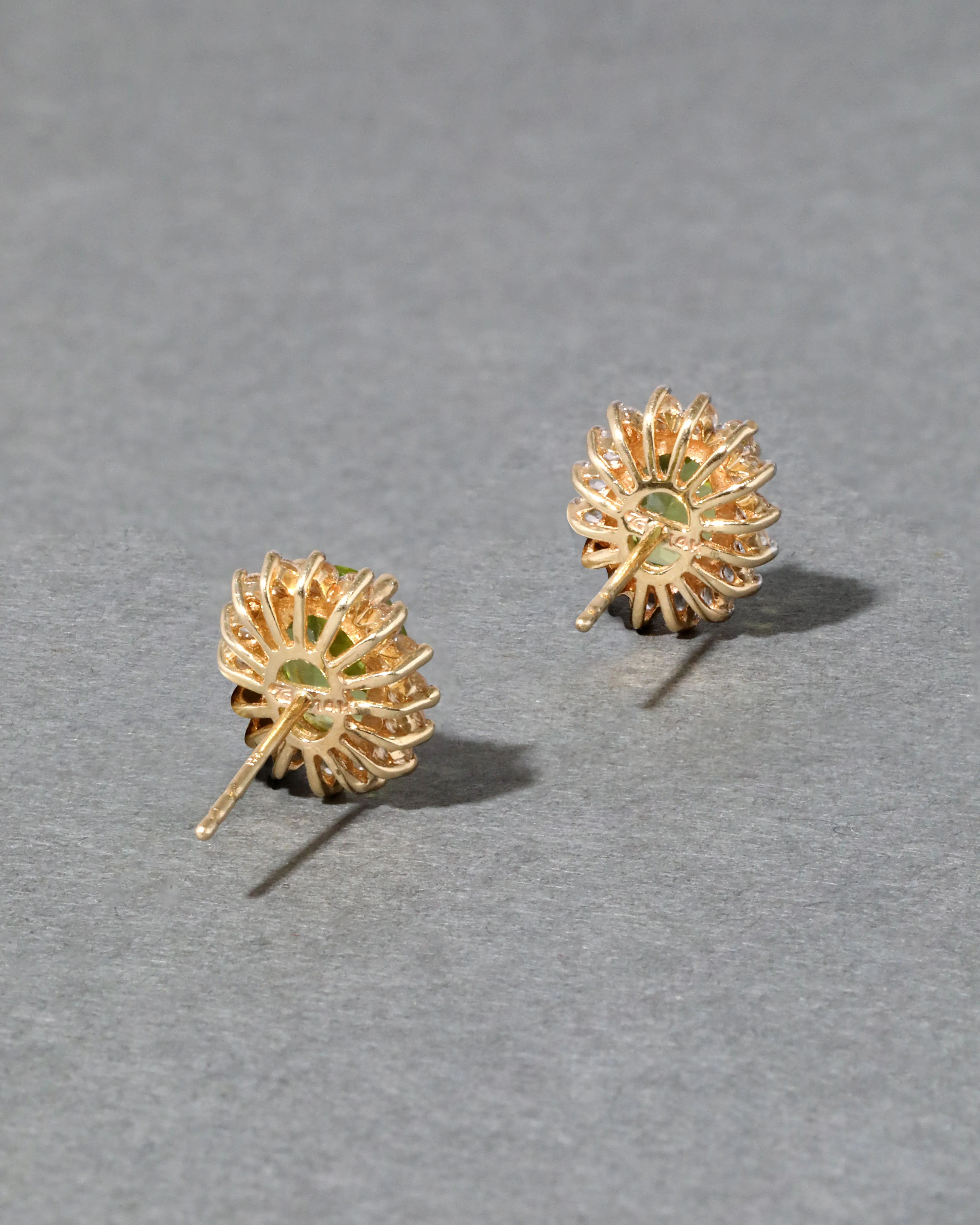 Vintage 14k Gold Diamond Halo Peridot Post Earring sold by Alexis Bittar product image thumbnail 2