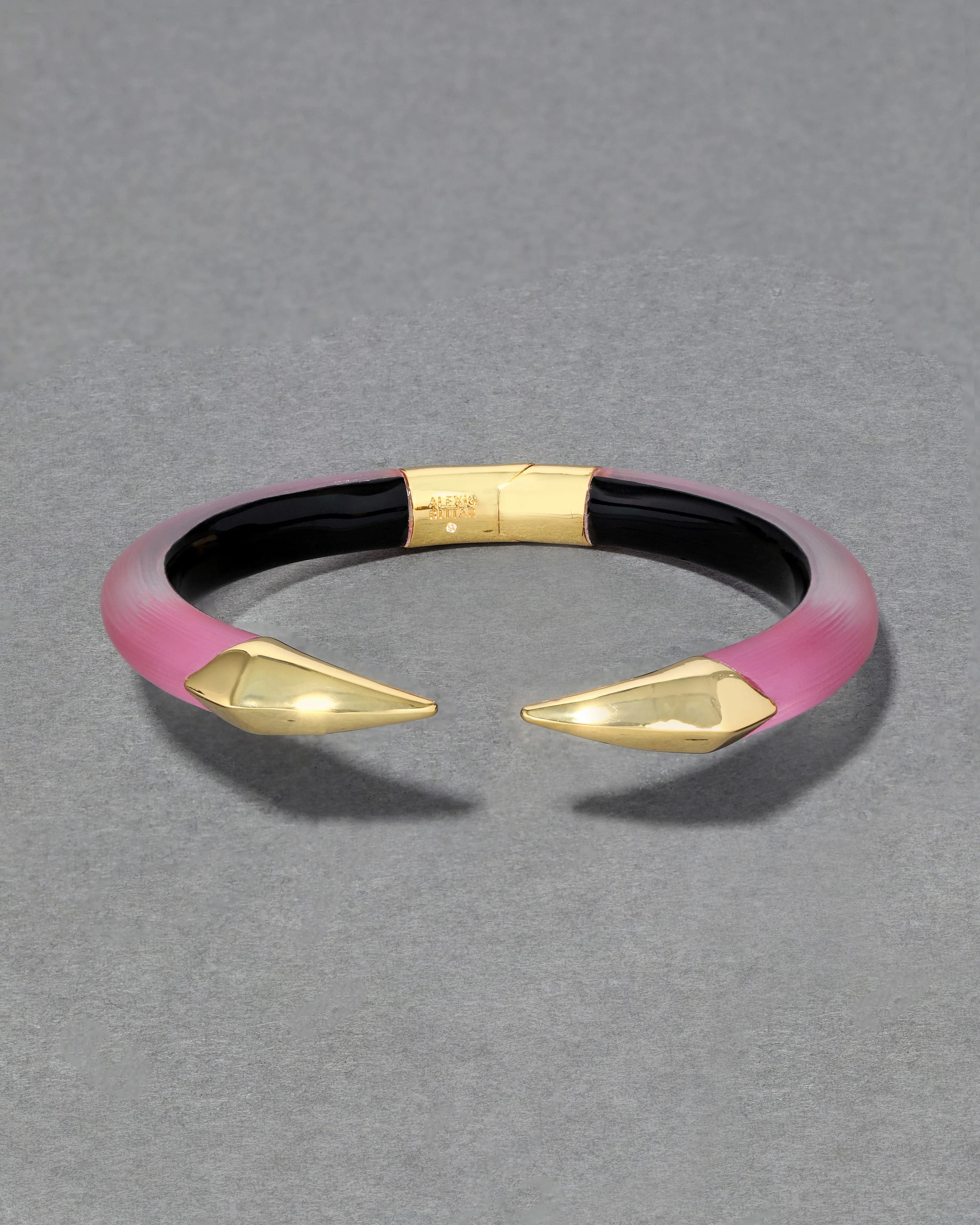 Mirrored Pyramid Lucite Brake Hinge Bracelet- Candy Pink sold by Alexis Bittar