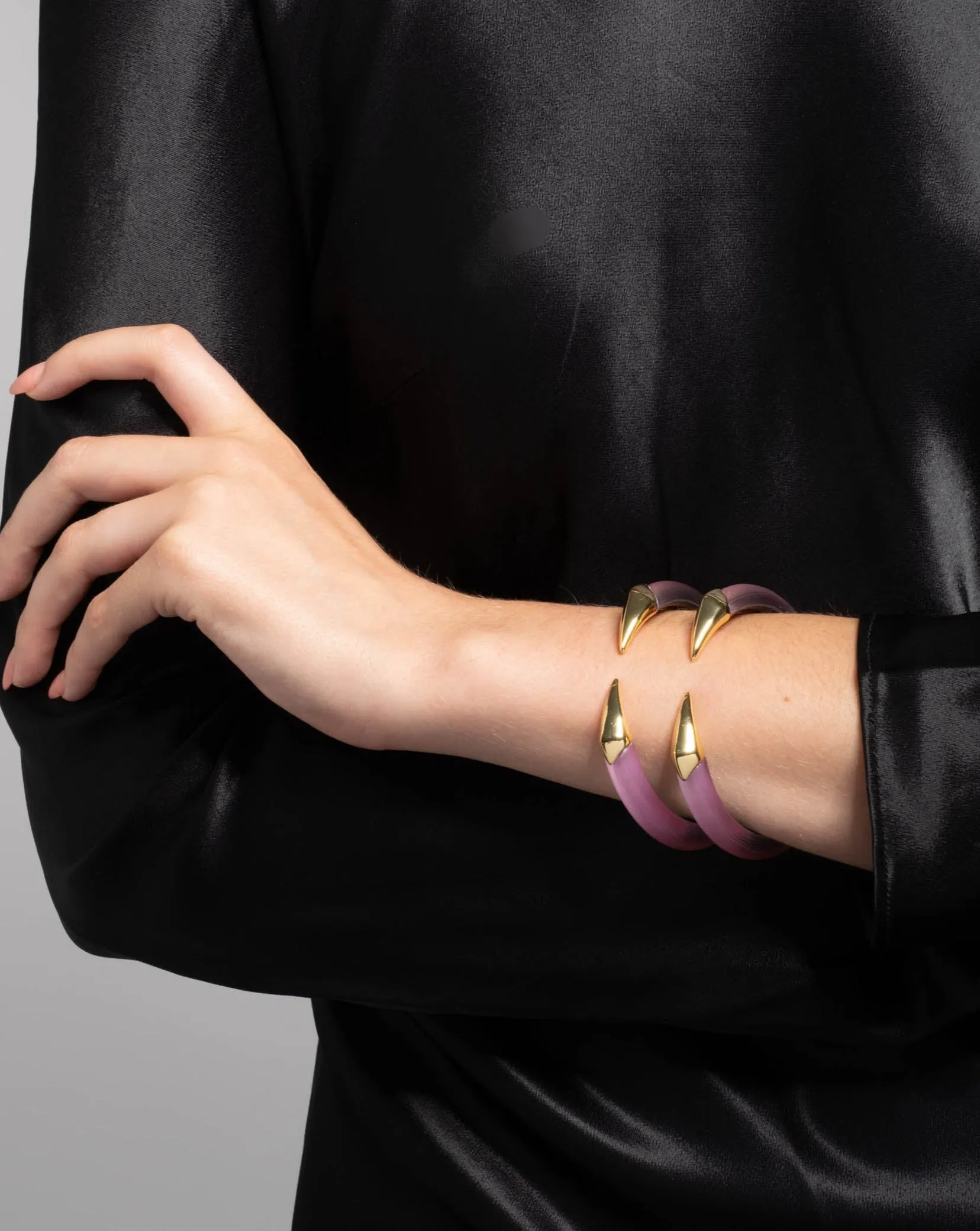 Mirrored Pyramid Lucite Brake Hinge Bracelet- Candy Pink sold by Alexis Bittar product image thumbnail 2