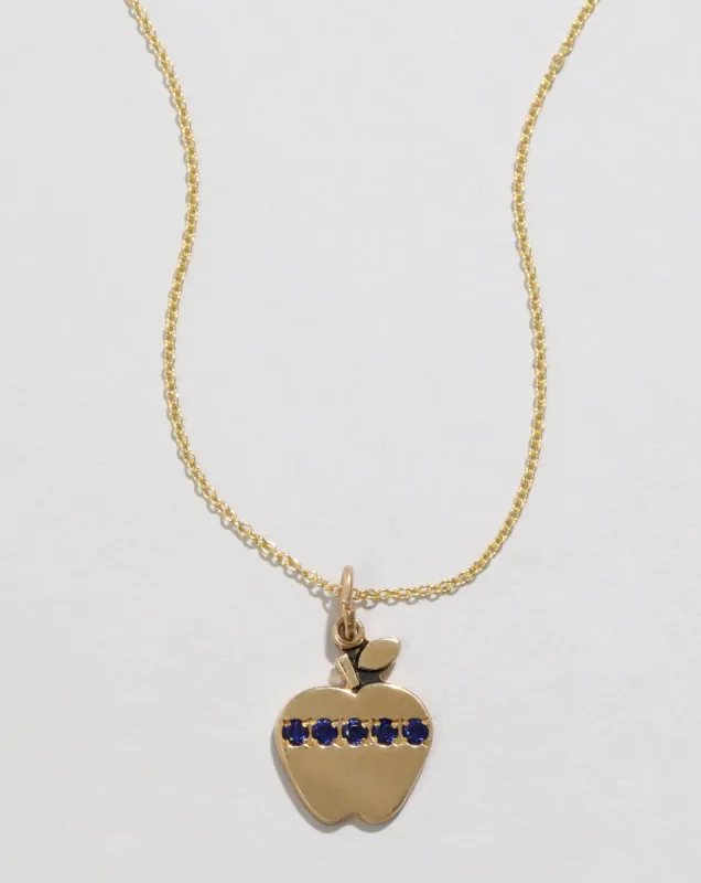 Vintage 1970s 14k Gold Sapphire Apple Pendant Necklace sold by Alexis Bittar