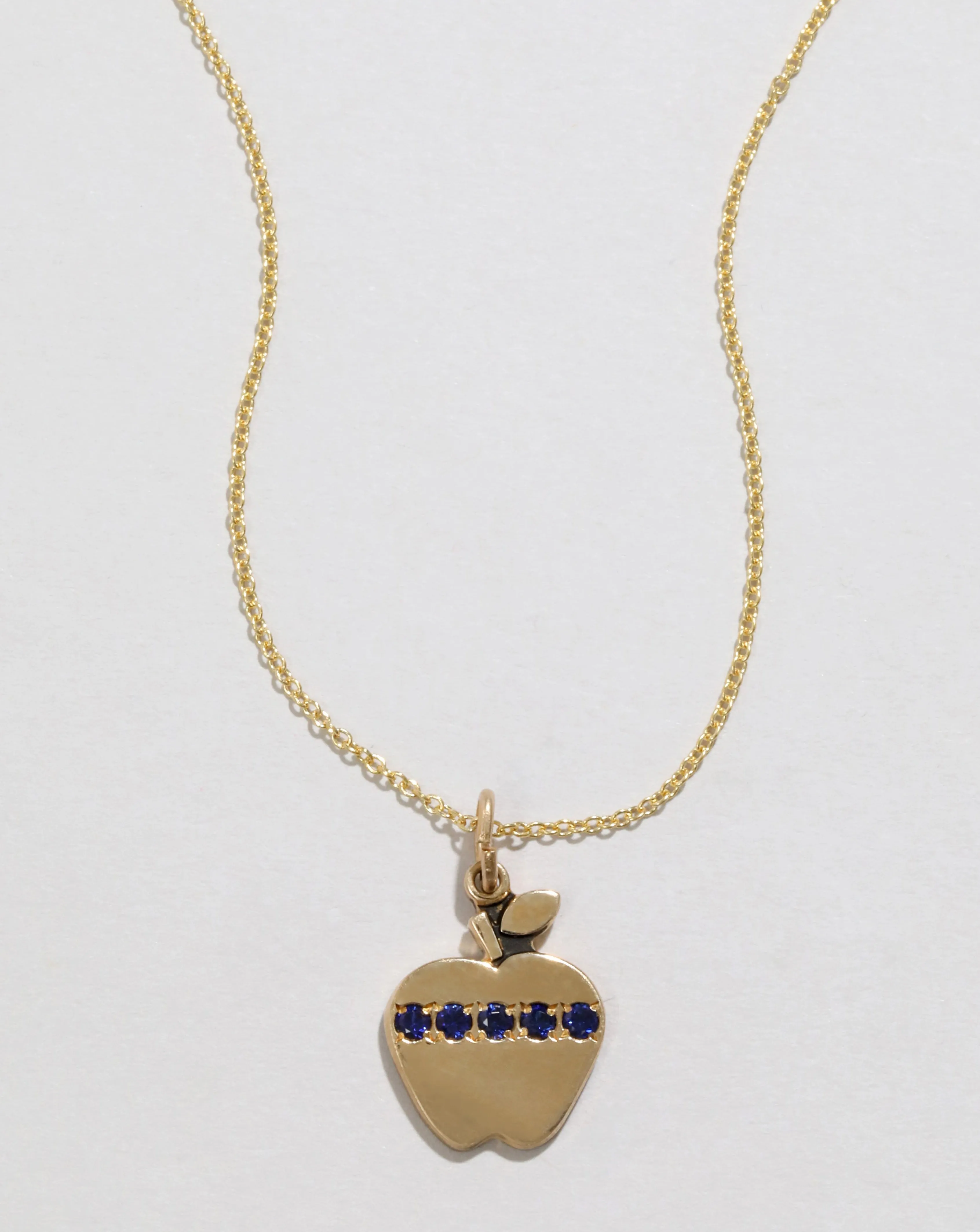 Vintage 1970s 14k Gold Sapphire Apple Pendant Necklace sold by Alexis Bittar