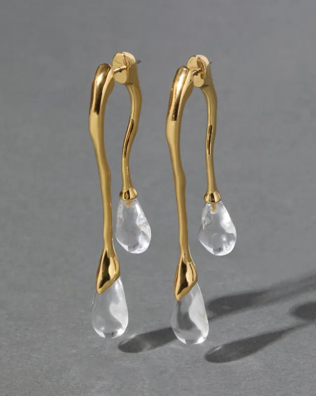Lucite Gold Front Back Double Drop Earring- Clear sold by Alexis Bittar