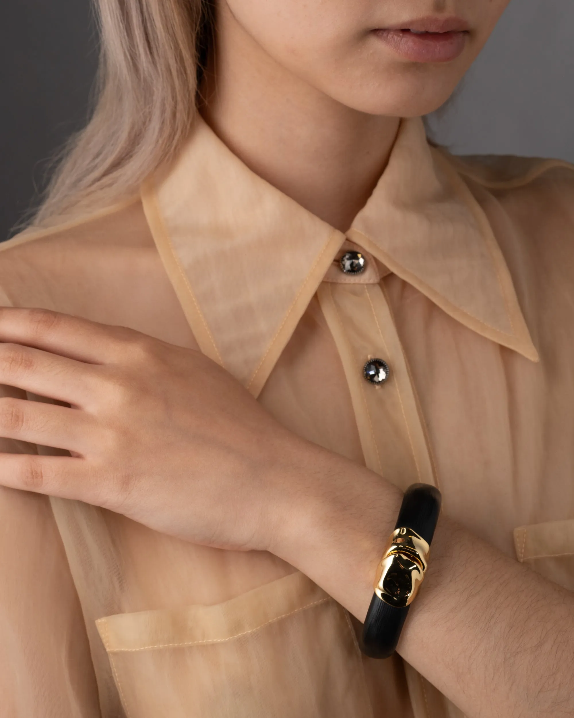 Molten Gold Lucite Hinge Bracelet- Black sold by Alexis Bittar product image thumbnail 3