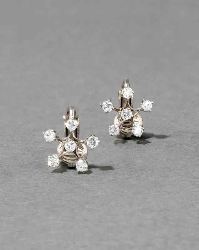 Vintage 1950s White Gold & Diamond Star Clip On Earring made by Alexis Bittar