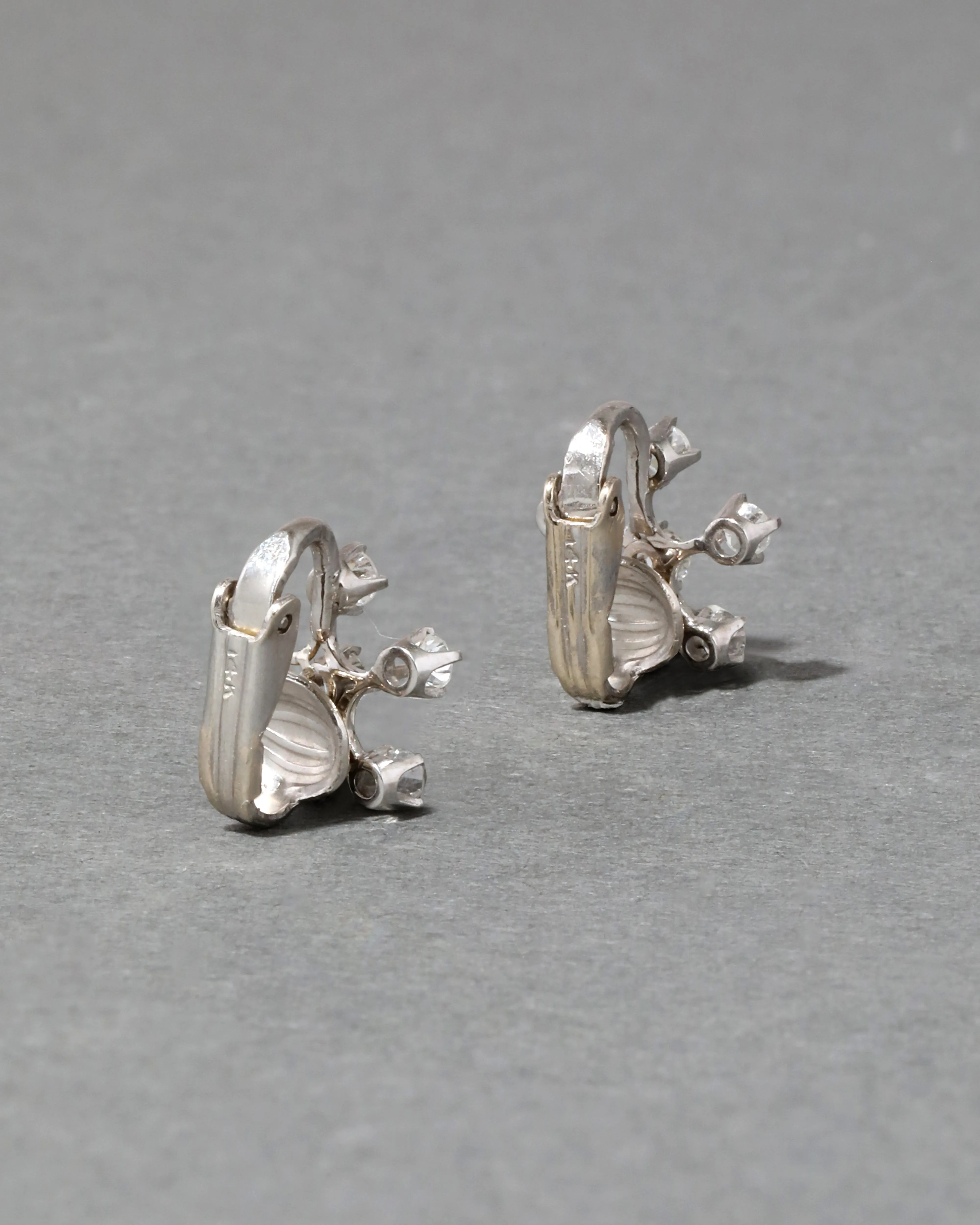 Vintage 1950s White Gold & Diamond Star Clip On Earring sold by Alexis Bittar product image thumbnail 2