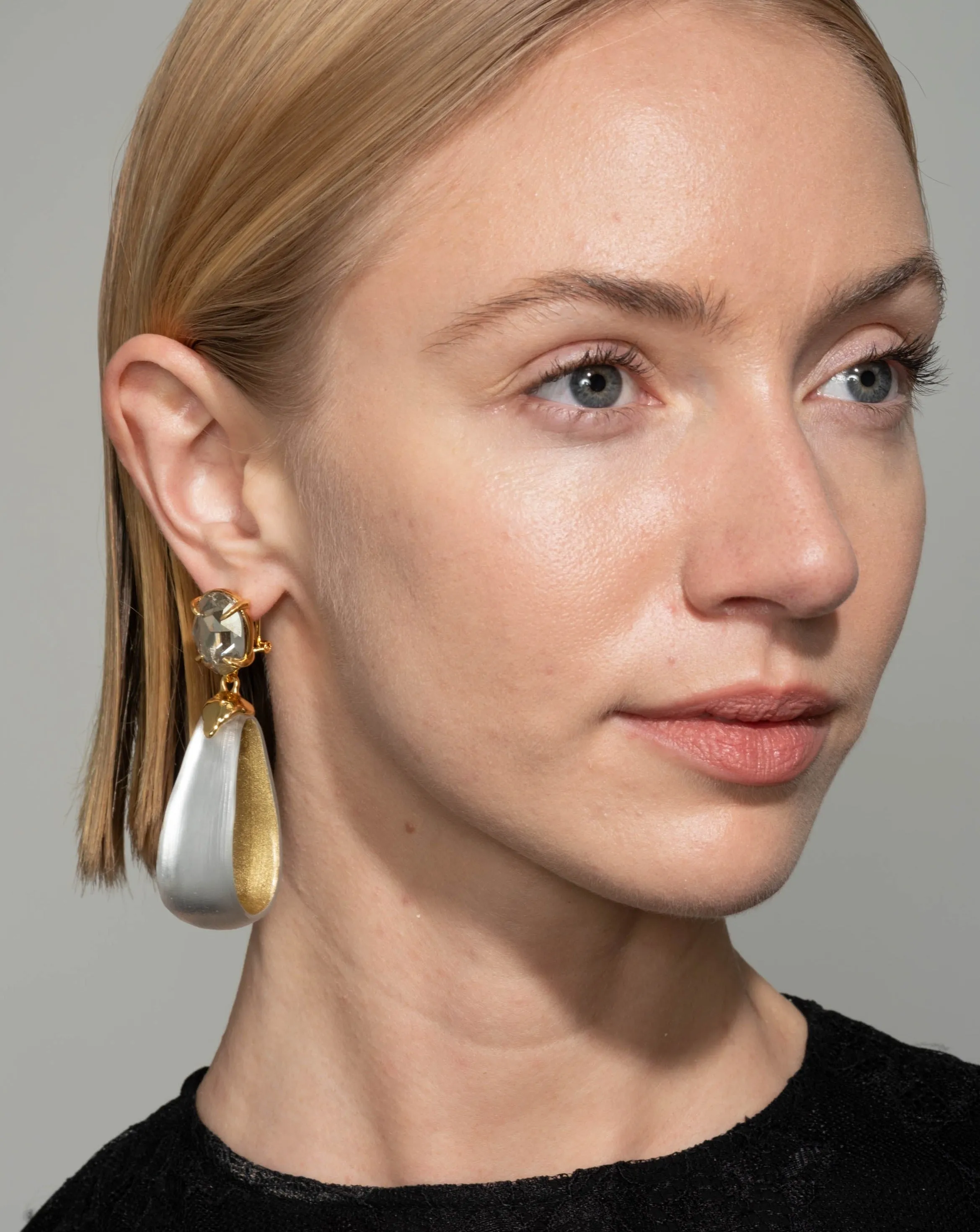 Bonbon Crystal Lucite Teardrop Hoop Earring- Silver sold by Alexis Bittar product image thumbnail 4