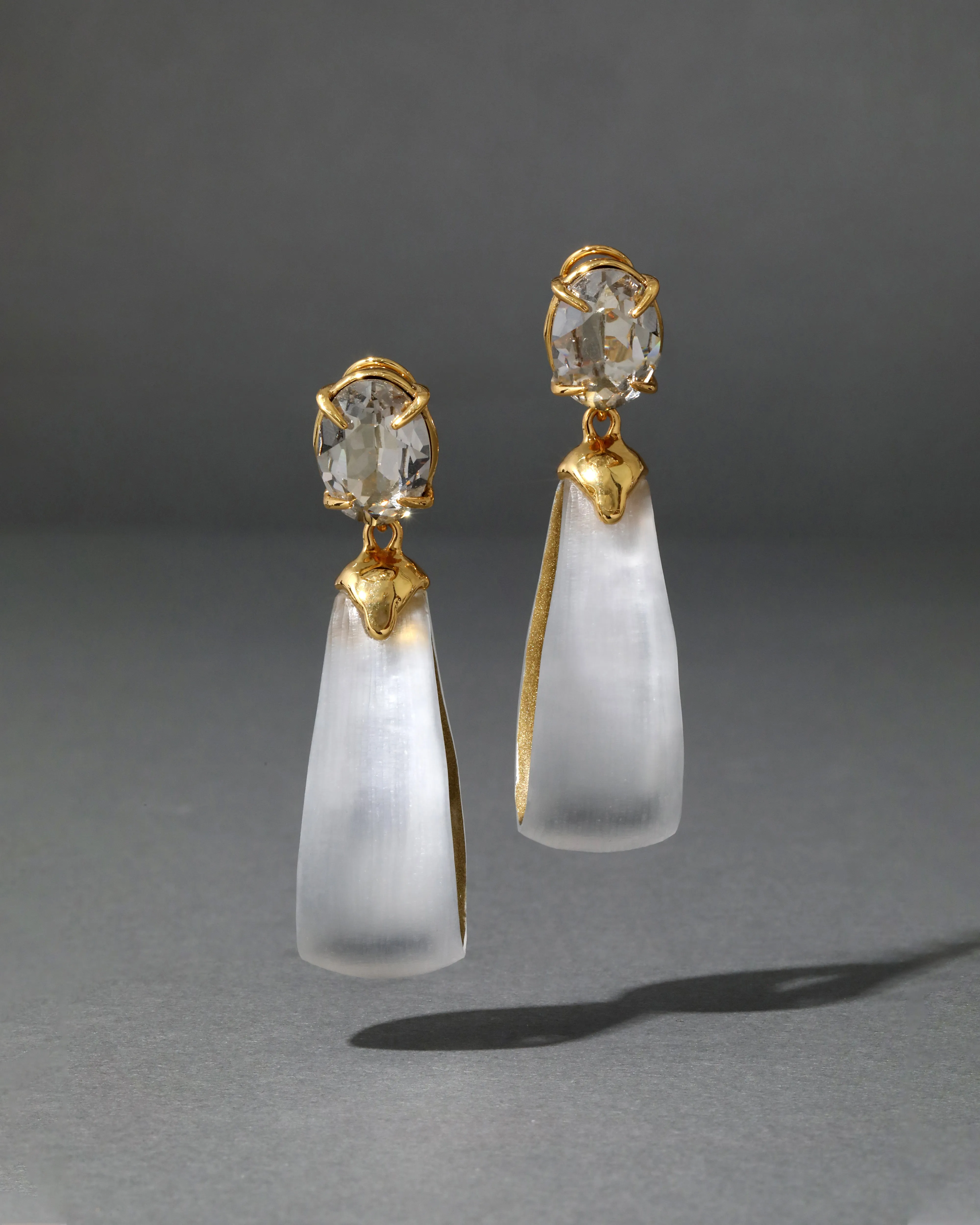 Bonbon Crystal Lucite Teardrop Hoop Earring- Silver sold by Alexis Bittar