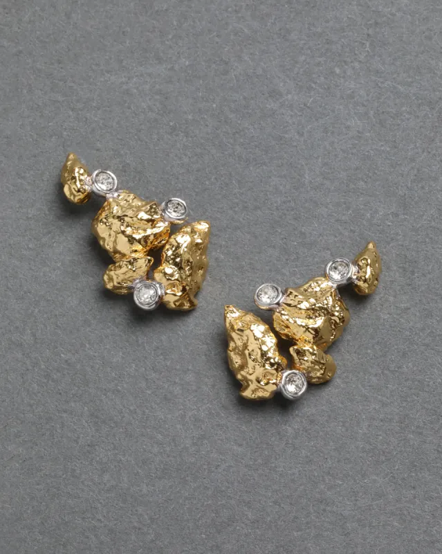 Golden Pebble Cake Nugget Stud Earring made by Alexis Bittar