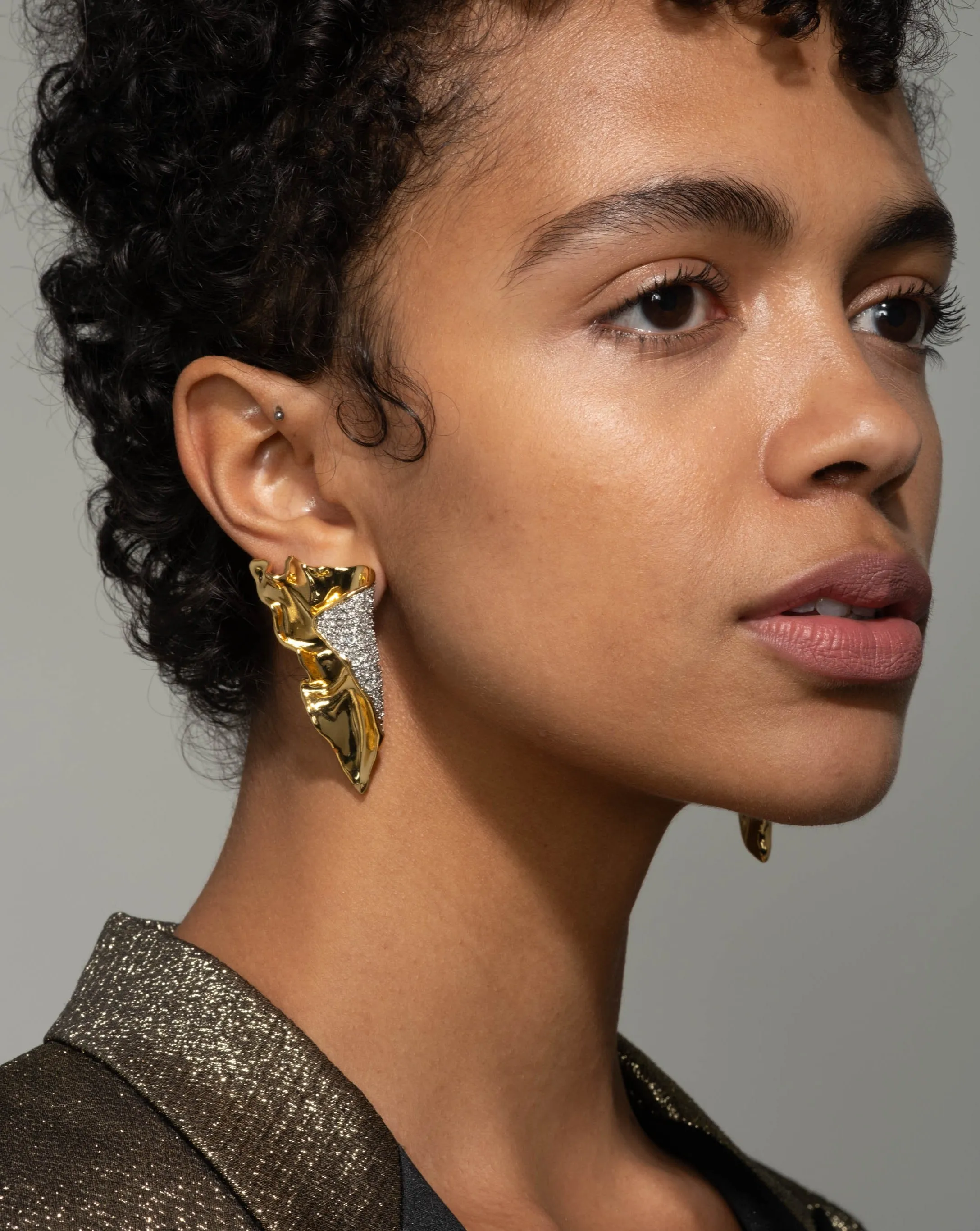 Solanales Gold Crystal Folded Earring sold by Alexis Bittar product image thumbnail 2
