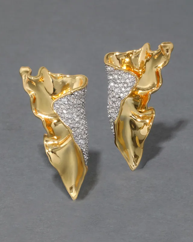 Solanales Gold Crystal Folded Earring sold by Alexis Bittar