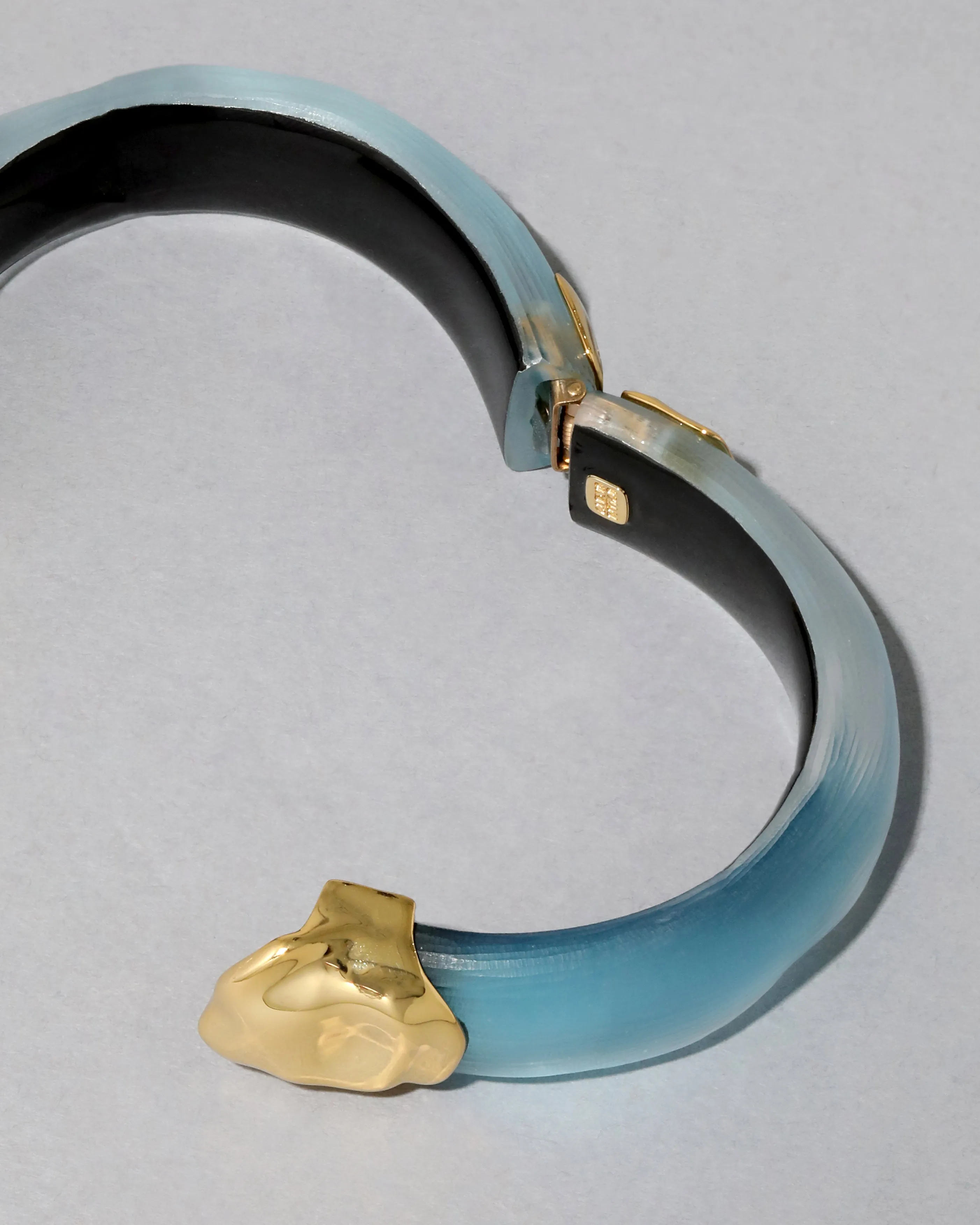 Molten Gold Lucite Hinge Bracelet- Bermuda Blue sold by Alexis Bittar product image thumbnail 4