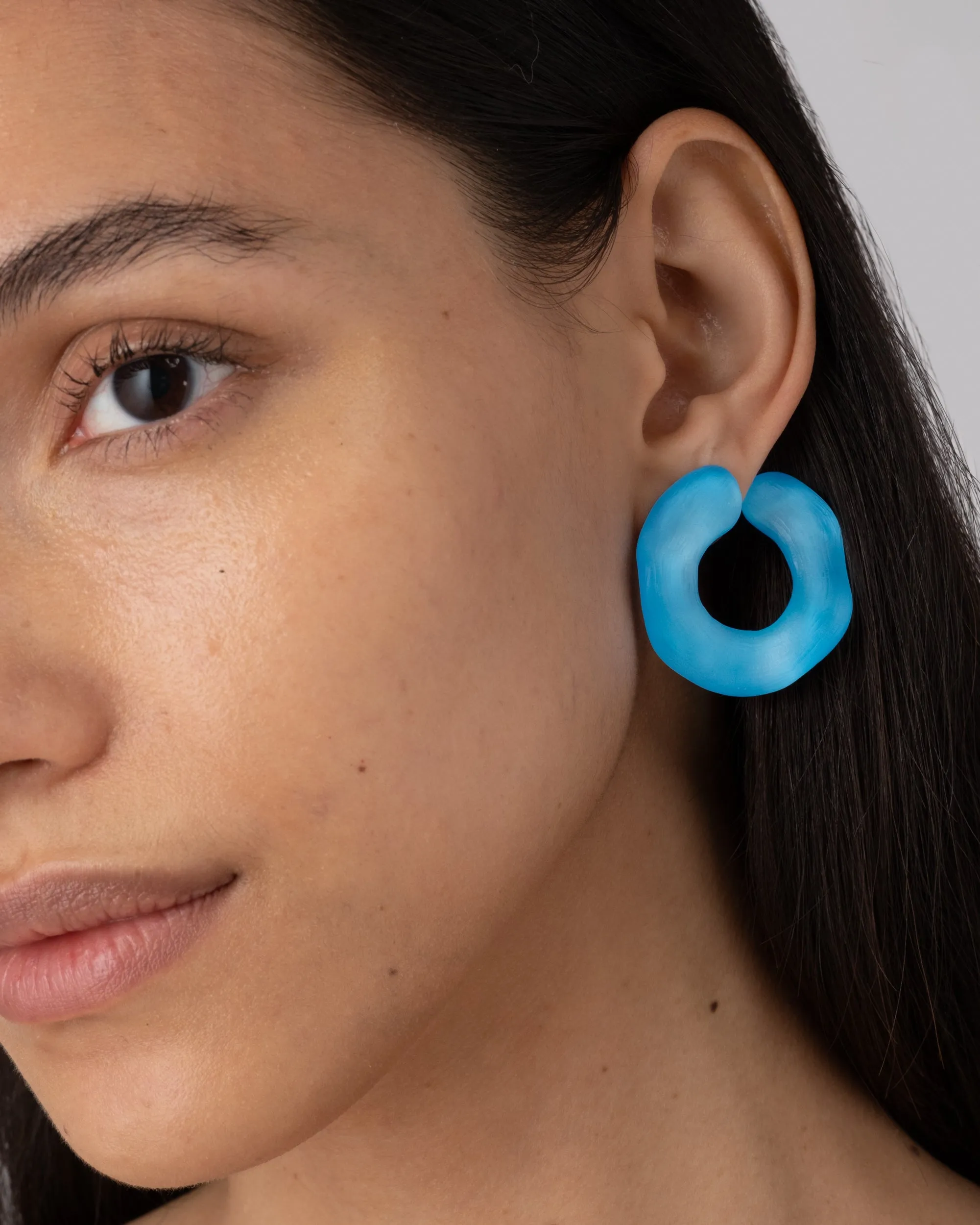Lucite Large Front Facing Hoop Earring- Neon Blue sold by Alexis Bittar product image thumbnail 2