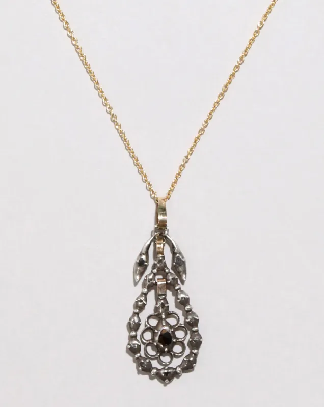 Antique 1800s Sterling Silver & Diamond Pendant Necklace sold by Alexis Bittar
