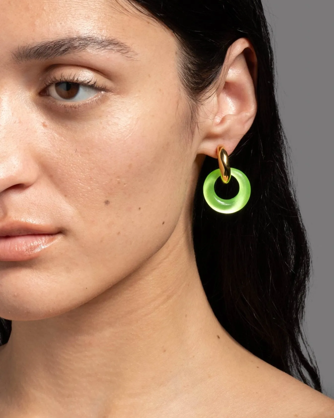 Luminous Lucite Door Knocker Earring- Neon Green sold by Alexis Bittar product image thumbnail 2