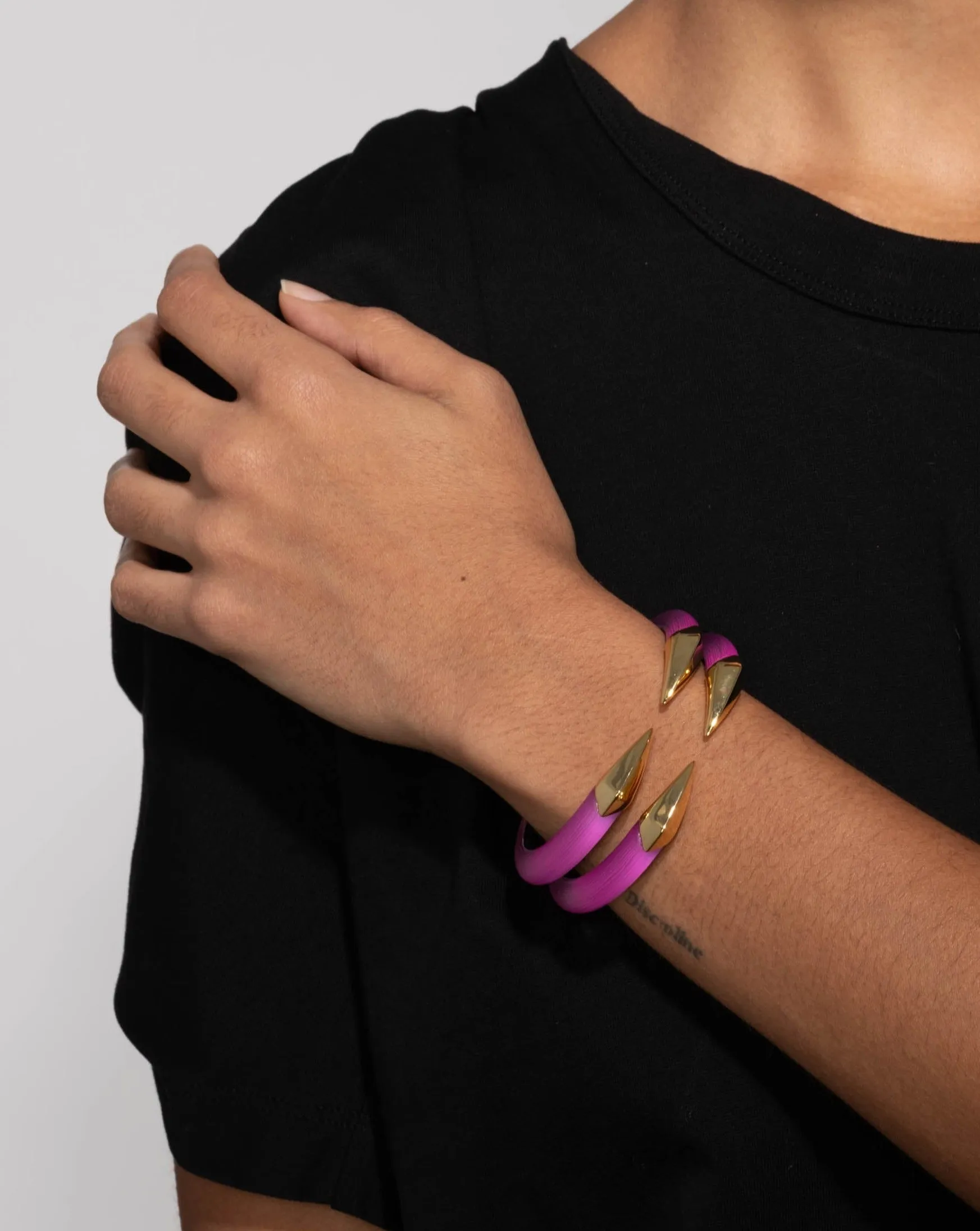 Mirrored Pyramid Lucite Brake Hinge Bracelet- Azalea sold by Alexis Bittar product image thumbnail 2