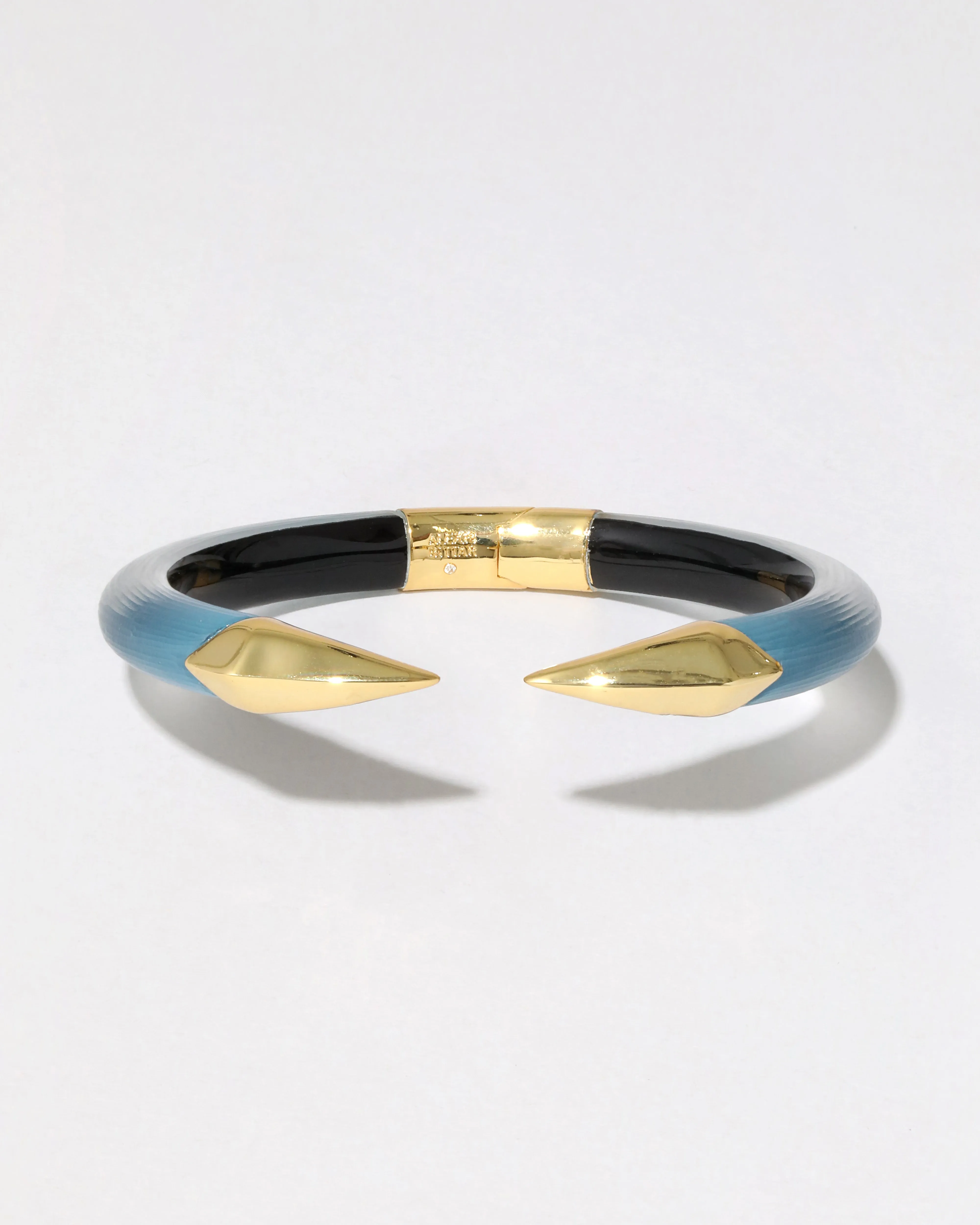 Mirrored Pyramid Lucite Brake Hinge Bracelet- Bermuda Blue sold by Alexis Bittar