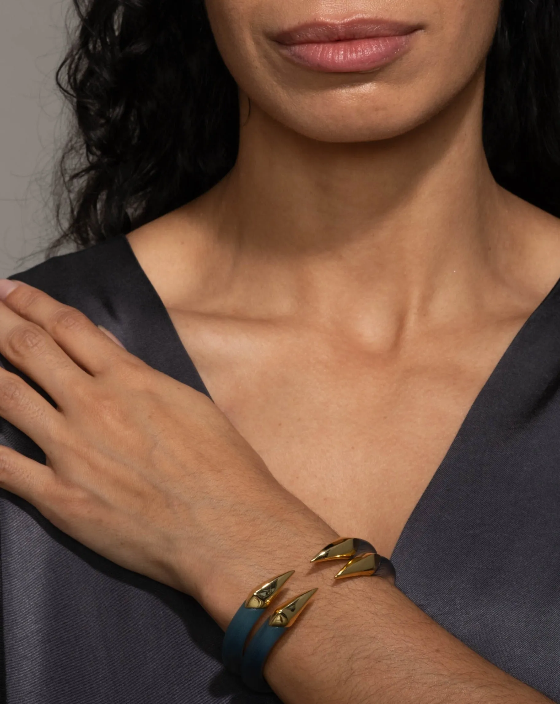 Mirrored Pyramid Lucite Brake Hinge Bracelet- Bermuda Blue sold by Alexis Bittar product image thumbnail 3