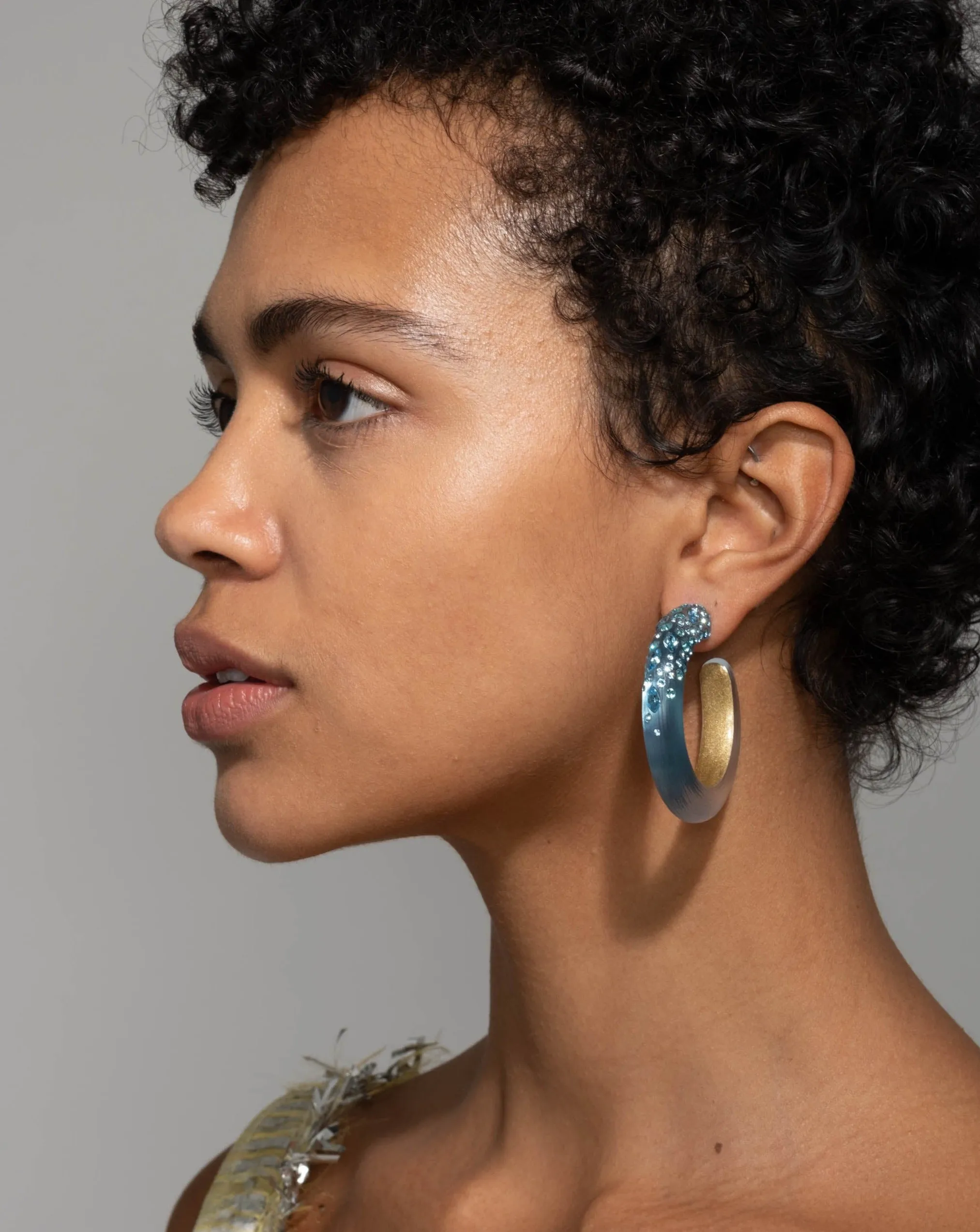 Confetti Crystal Lucite Hoop Earring- Bermuda Blue sold by Alexis Bittar product image thumbnail 3