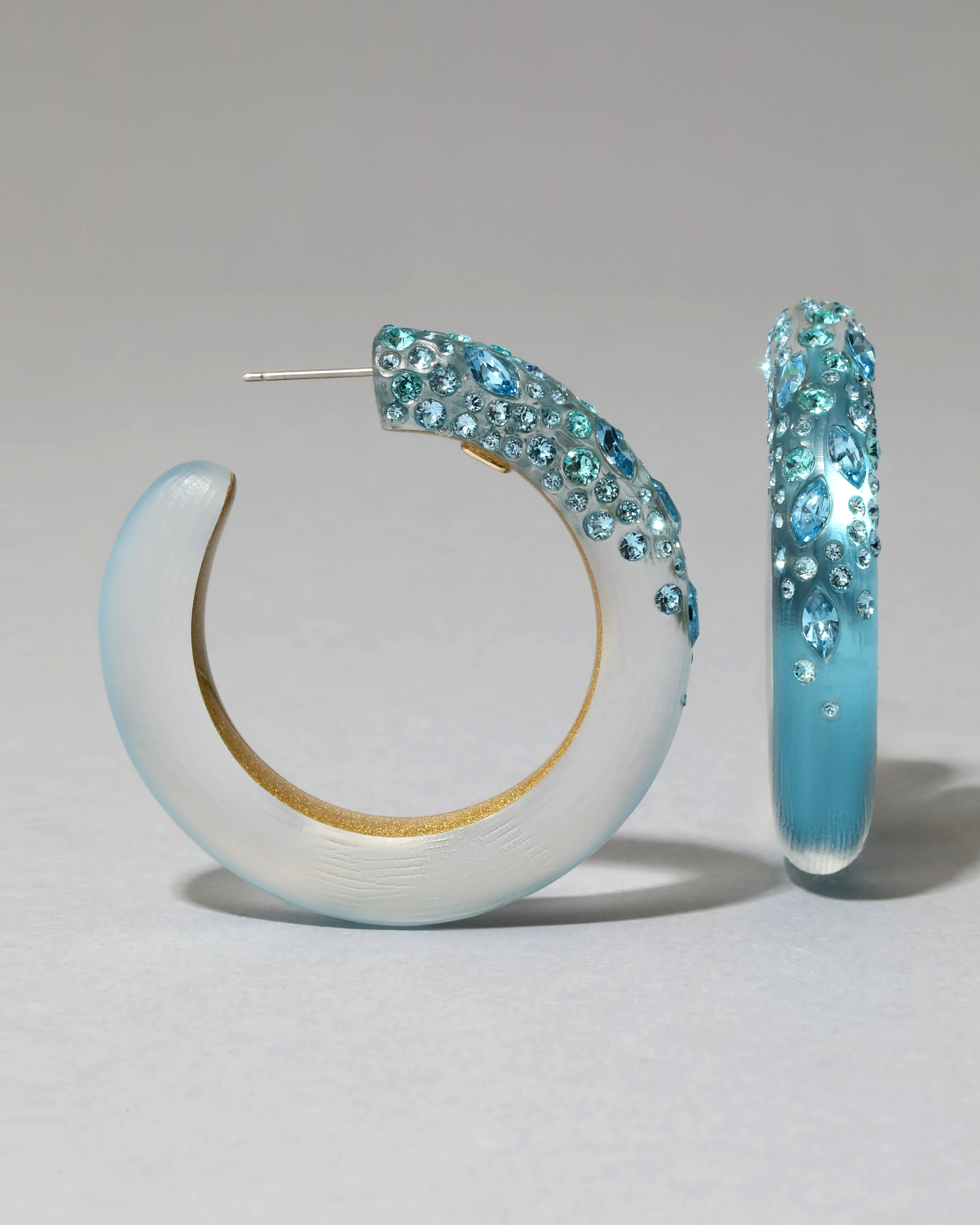Confetti Crystal Lucite Hoop Earring- Bermuda Blue sold by Alexis Bittar product image thumbnail 4
