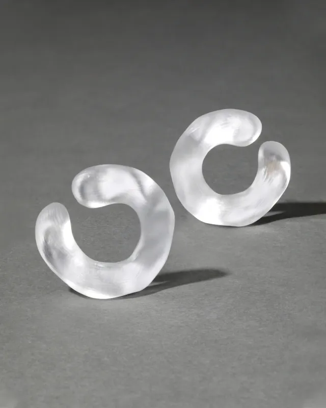 Lucite Large Front Facing Hoop Earring - Silver sold by Alexis Bittar