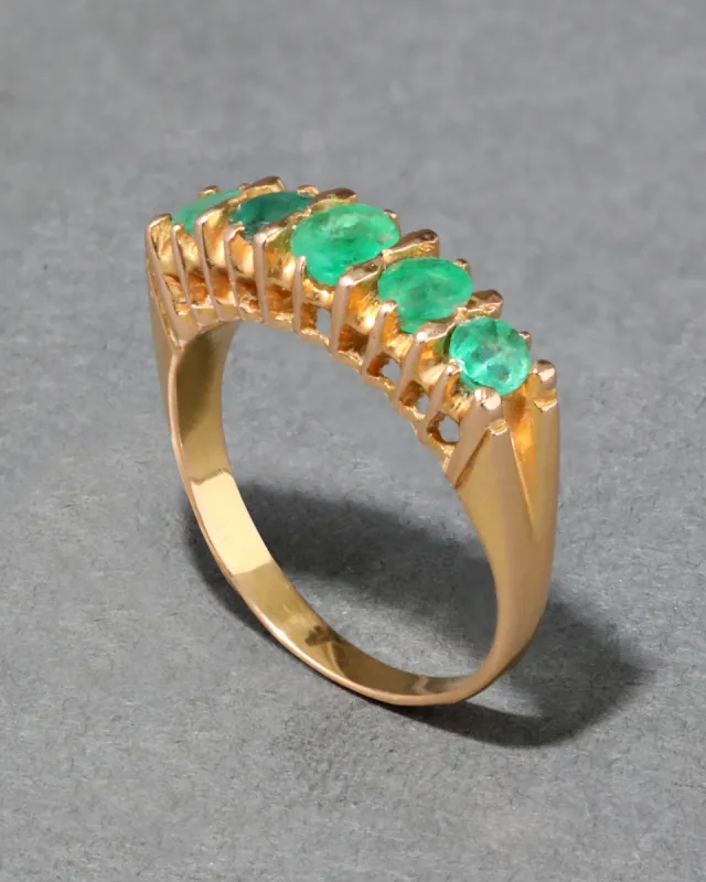 Vintage 22k Gold Graduated Emerald Stacking Band Ring sold by Alexis Bittar