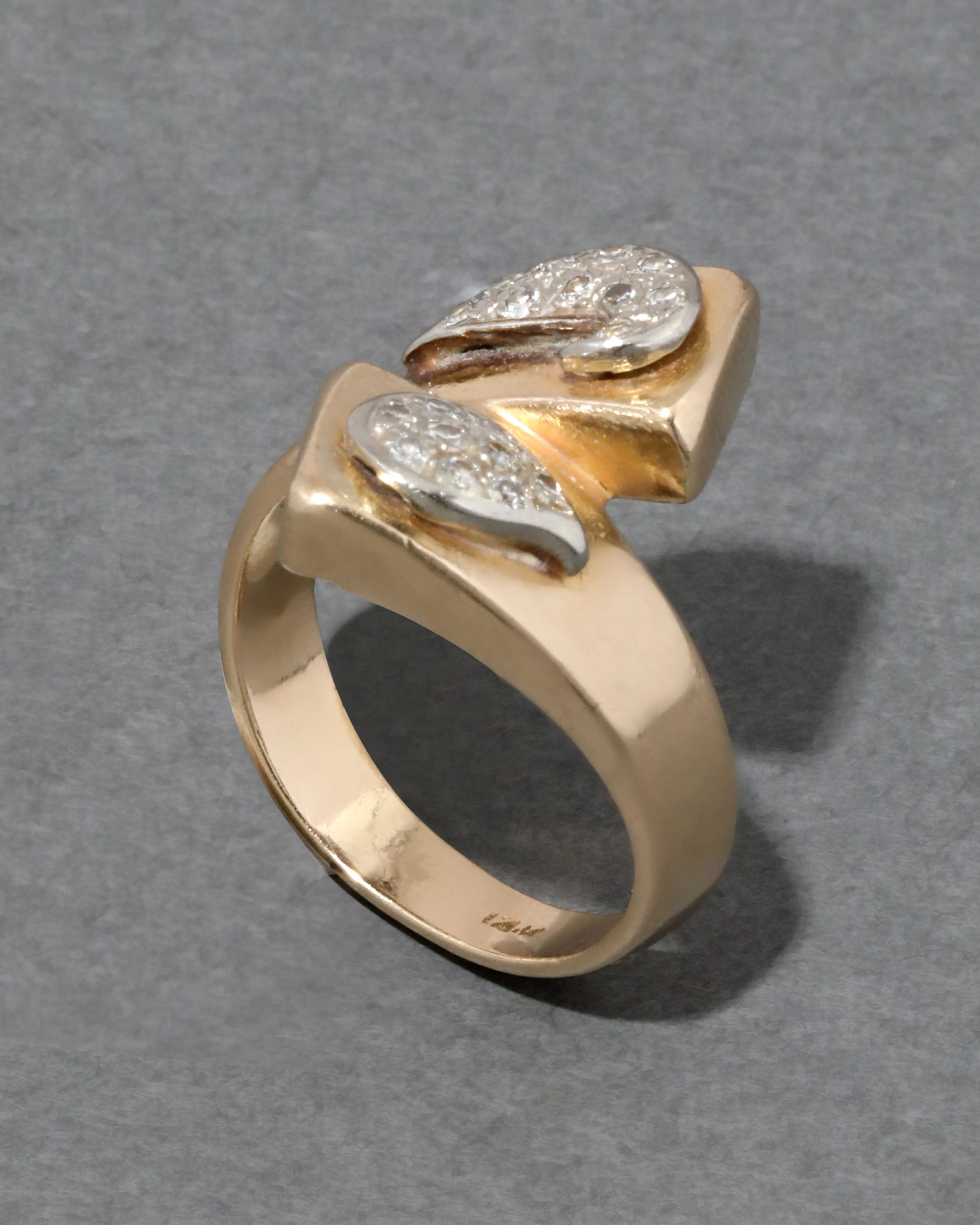 Vintage 1980s 14k Gold and Diamond Bypass Ring sold by Alexis Bittar product image thumbnail 2
