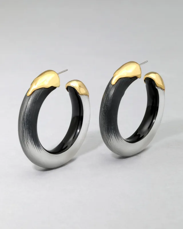Luminous Lucite Gold Dipped Hoop Earring- Black sold by Alexis Bittar