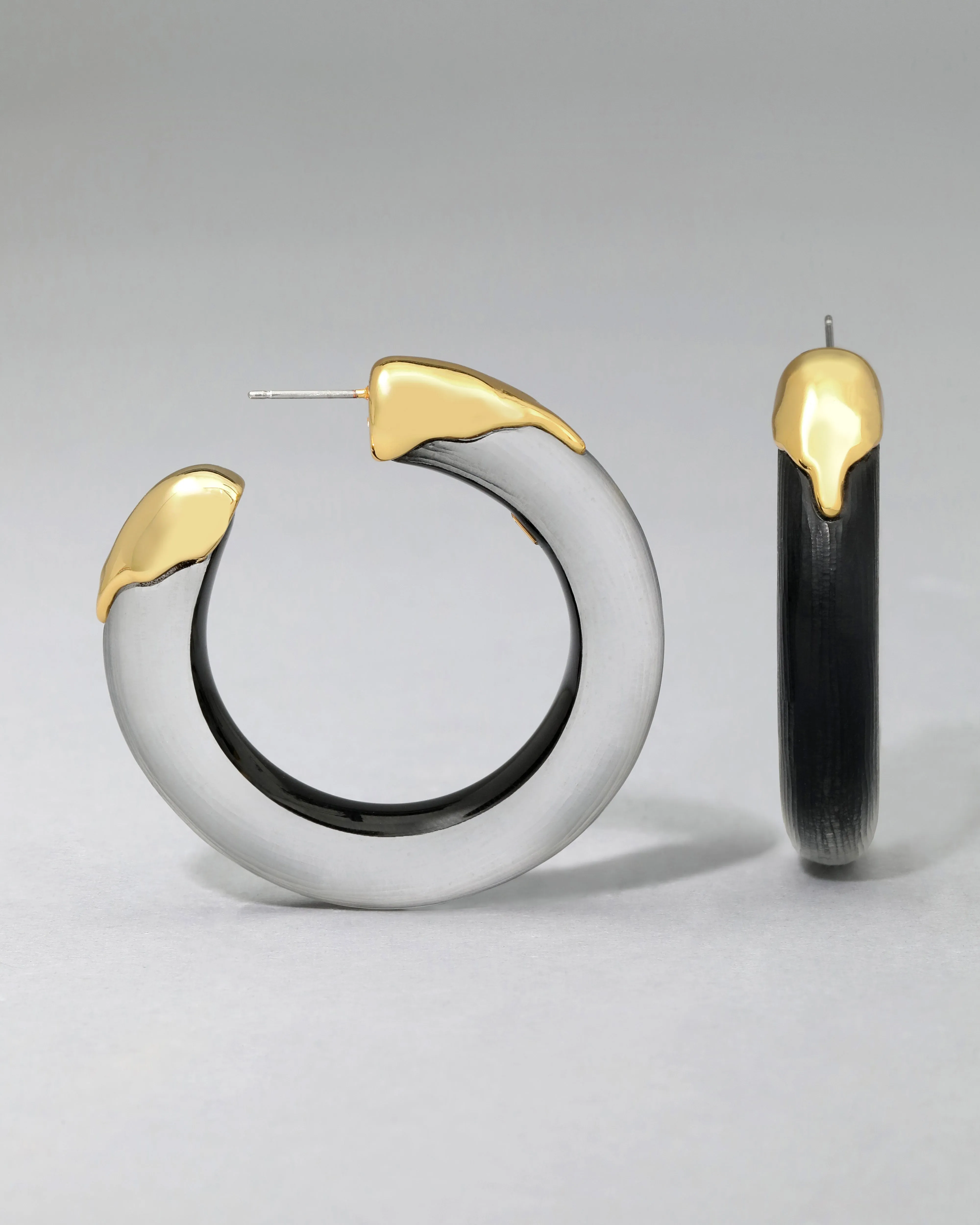 Luminous Lucite Gold Dipped Hoop Earring- Black sold by Alexis Bittar product image thumbnail 3