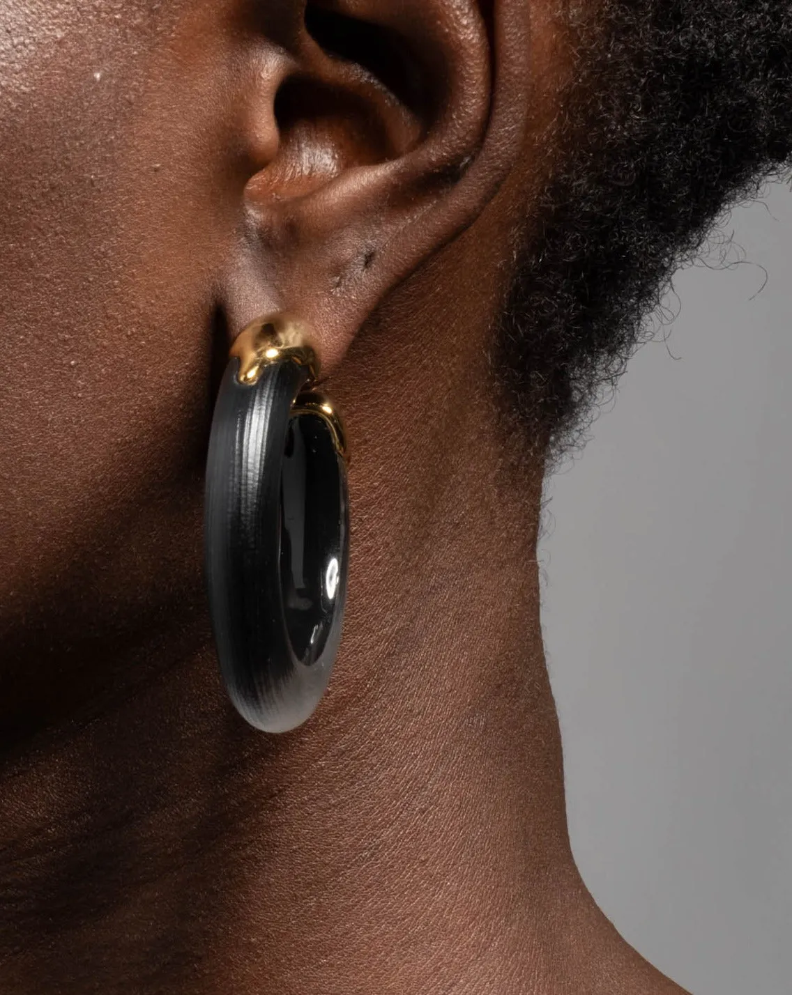 Luminous Lucite Gold Dipped Hoop Earring- Black sold by Alexis Bittar product image thumbnail 2
