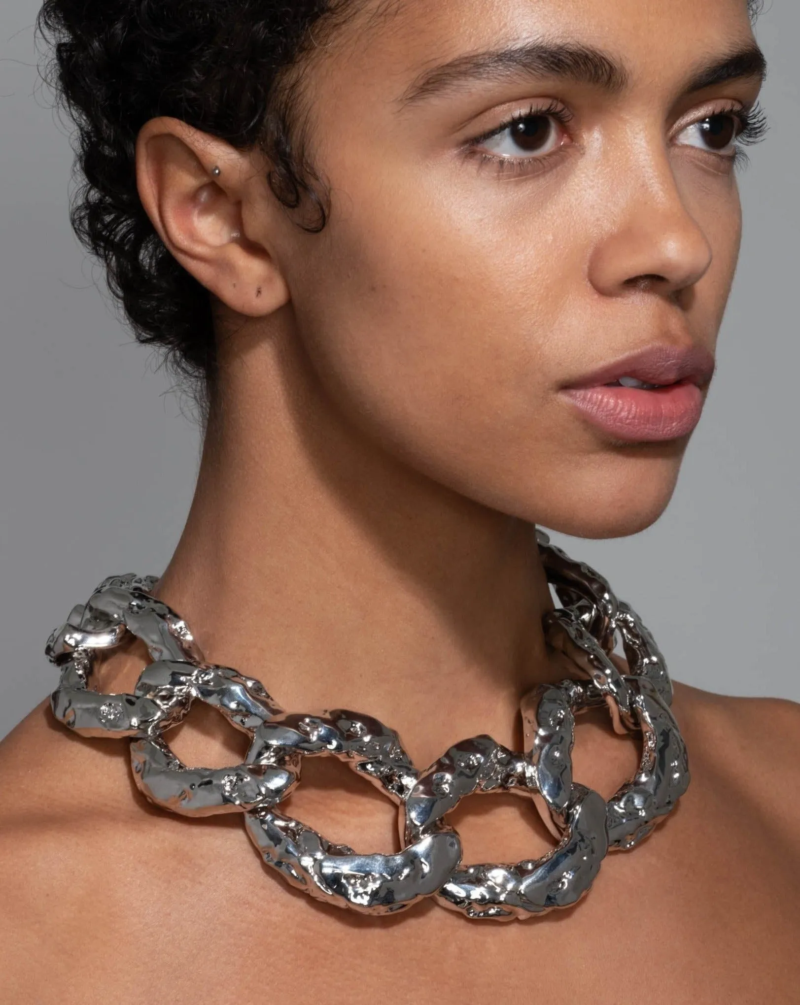 Brut Silver Curb Link Necklace sold by Alexis Bittar product image thumbnail 2