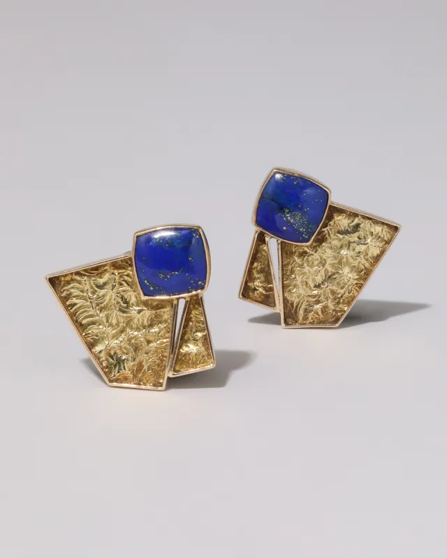 Vintage 1980s 14k Gold & 18k Gold French Lapis Earring sold by Alexis Bittar