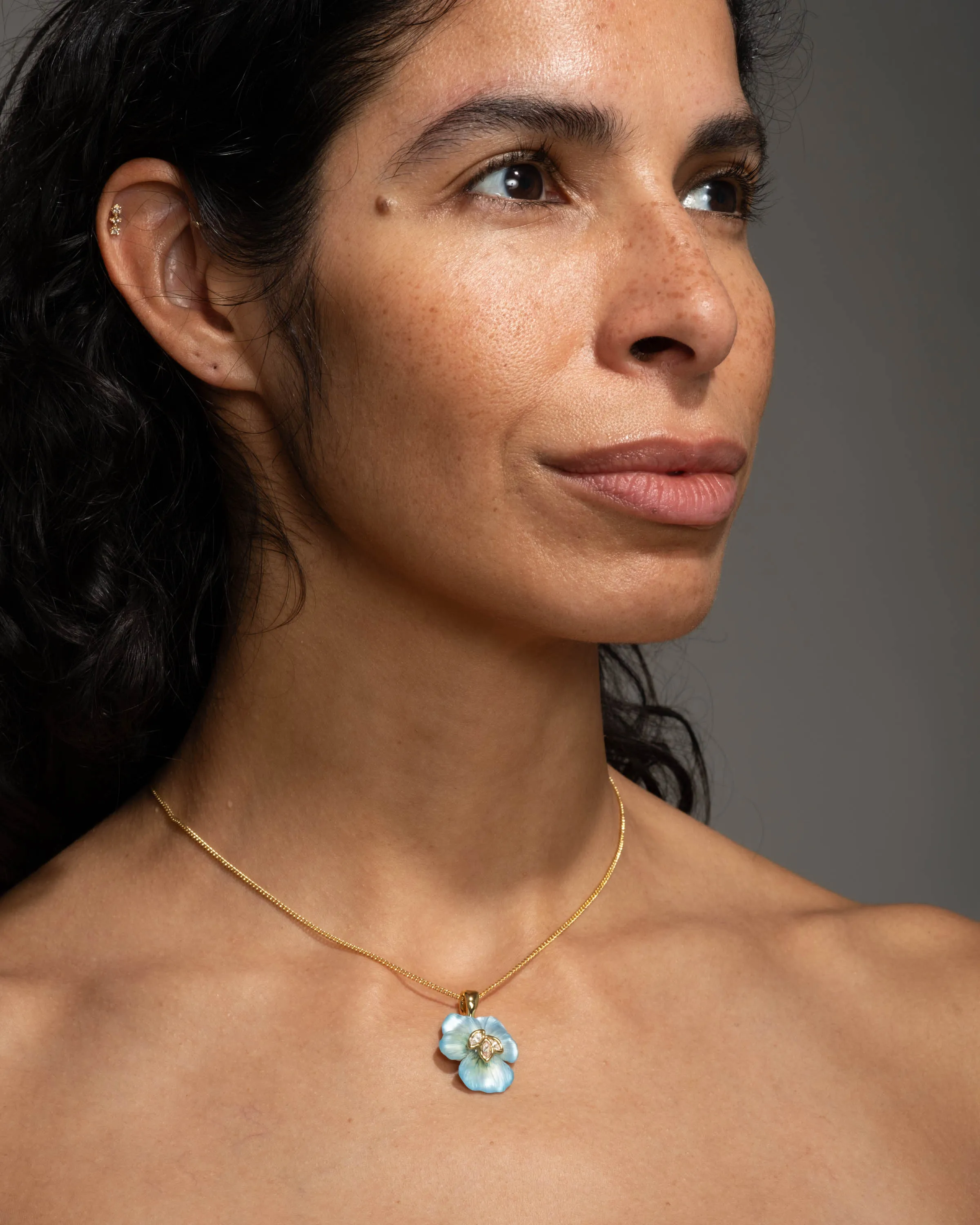 Pansy Lucite Petite Pendant Necklace- Lake Pansy sold by Alexis Bittar product image thumbnail 3