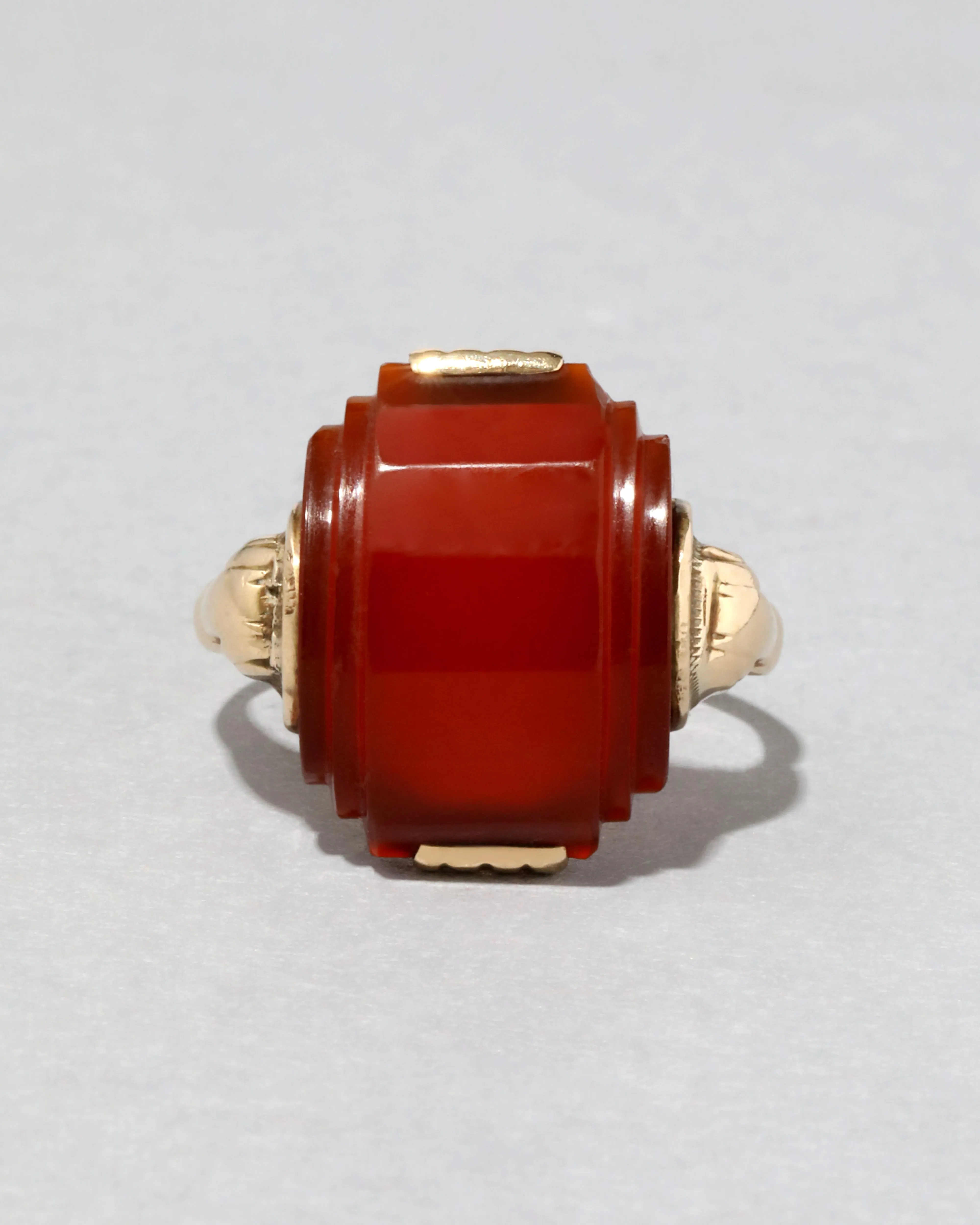 Vintage 1930s 10k Gold Deco Design Beveled Edge Carnelian Stone Ring sold by Alexis Bittar product image thumbnail 2