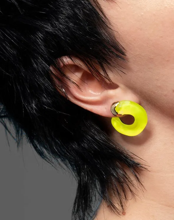 Lucite Small Molten Front Facing Hoop Earring - Neon Yellow sold by Alexis Bittar product image thumbnail 2
