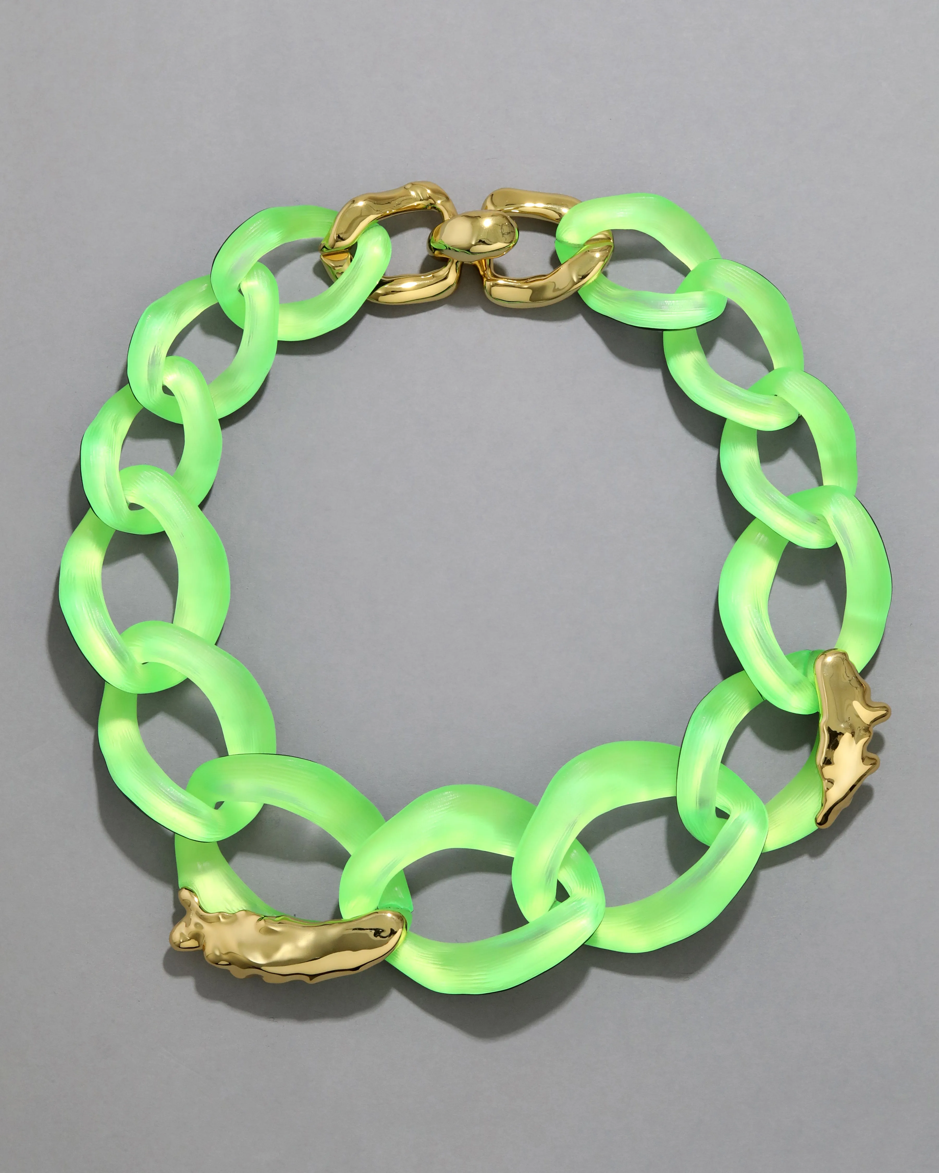 Lucite Molten X Large Link Necklace - Neon Green sold by Alexis Bittar