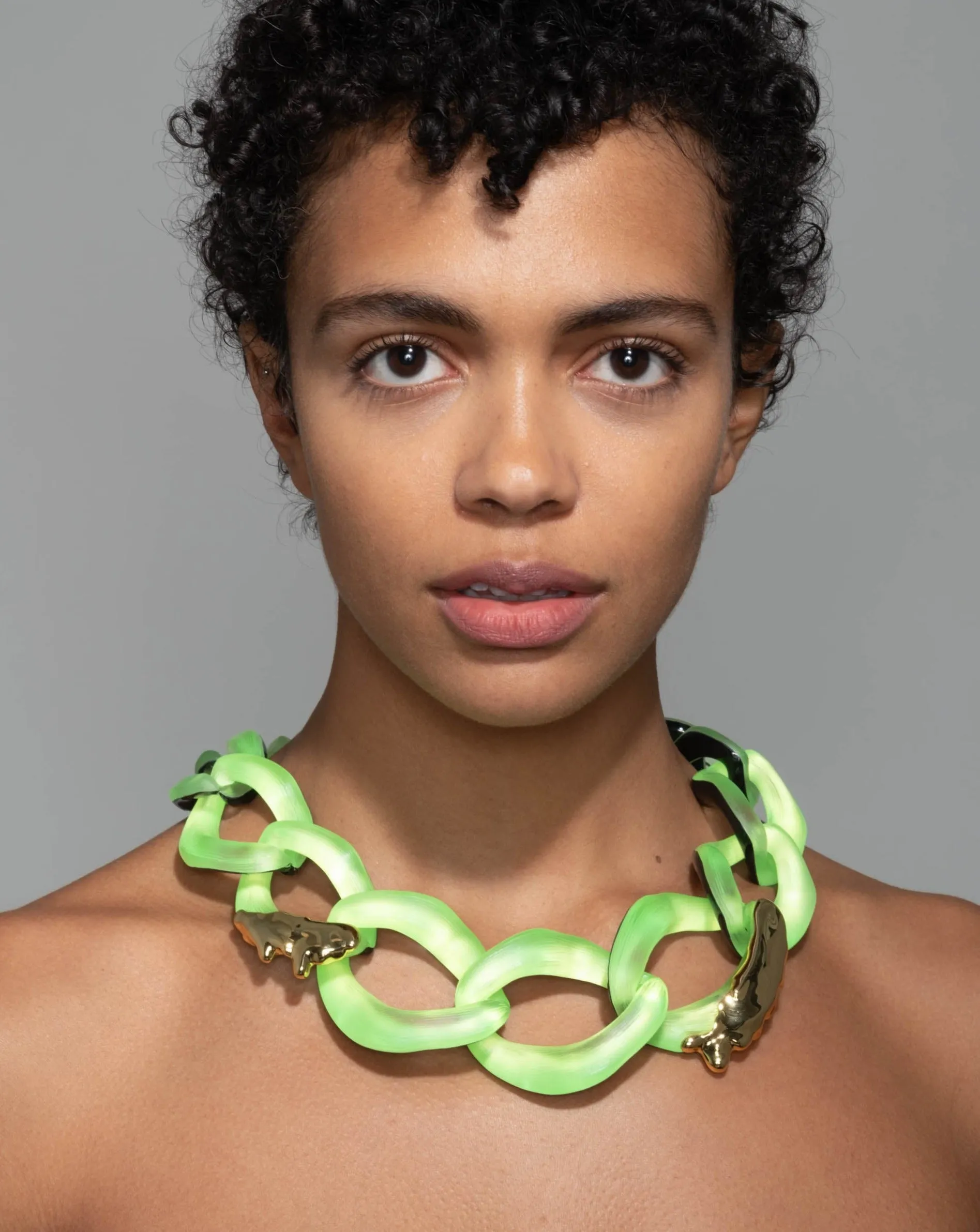 Lucite Molten X Large Link Necklace - Neon Green sold by Alexis Bittar product image thumbnail 2