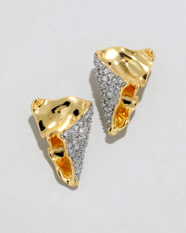 Solanales Gold Crystal Folded Mini Earring sold by Alexis Bittar
