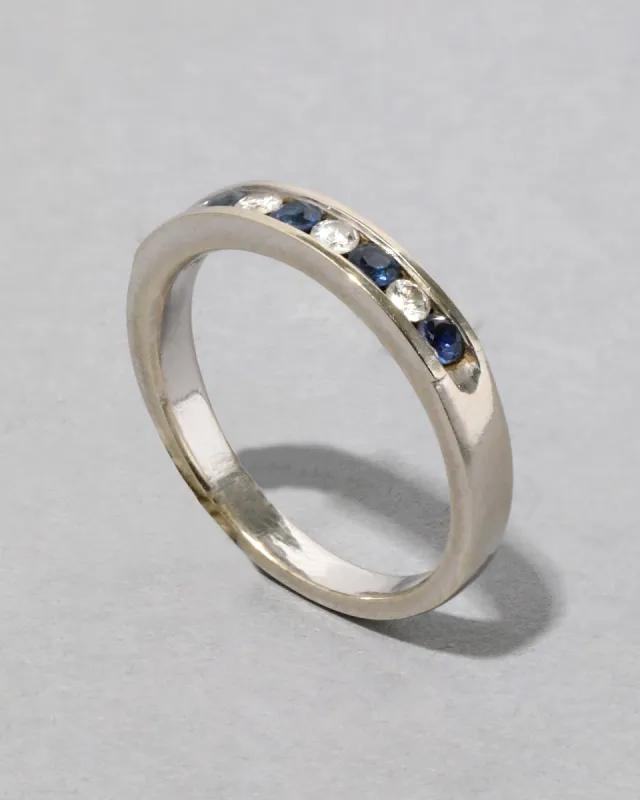 Vintage 14k White Gold Bi Color Sapphire & Diamond Band Ring sold by Alexis Bittar