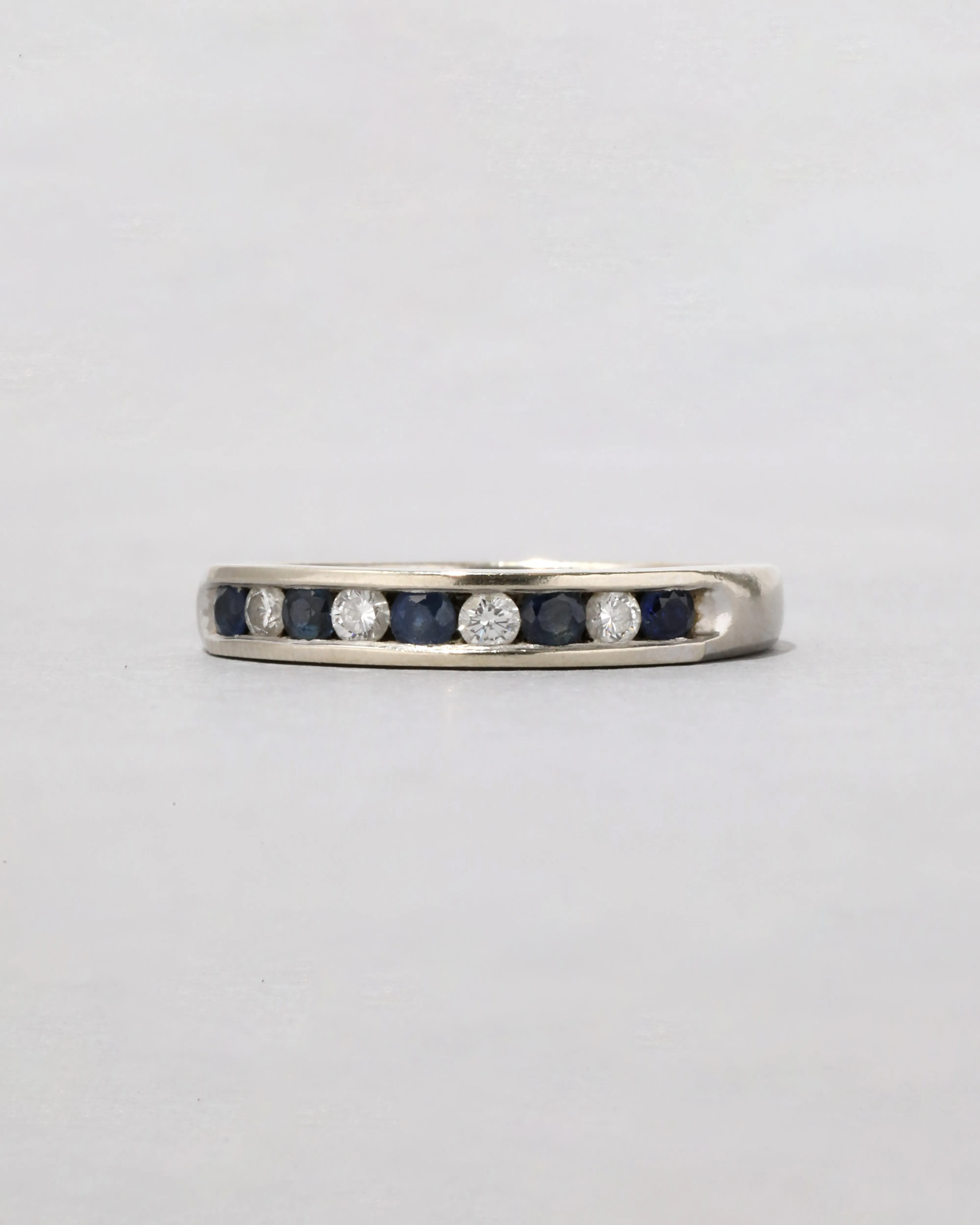 Vintage 14k White Gold Bi Color Sapphire & Diamond Band Ring sold by Alexis Bittar product image thumbnail 3