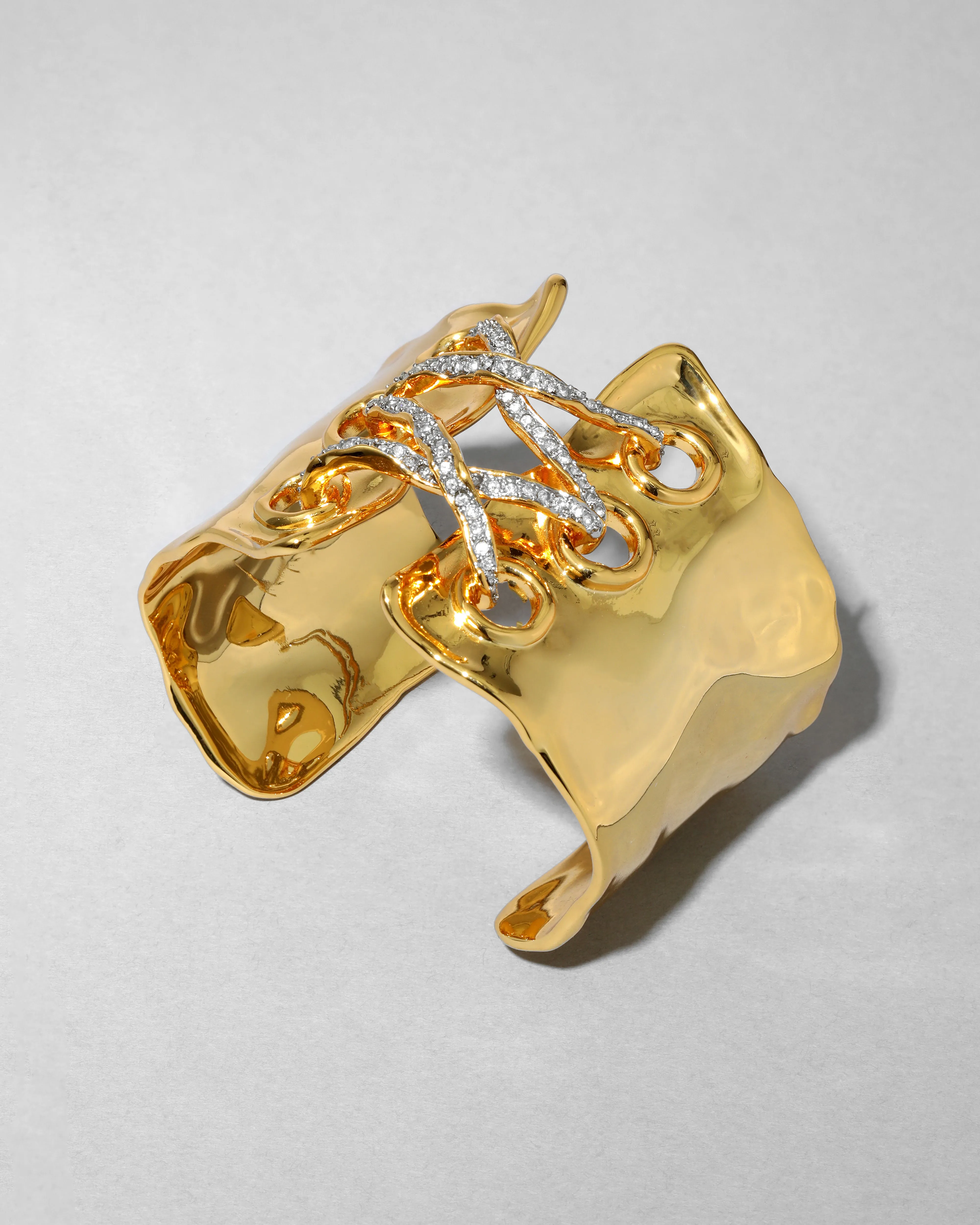 Solanales Gold Crystal Lace Up Cuff Bracelet sold by Alexis Bittar product image thumbnail 5