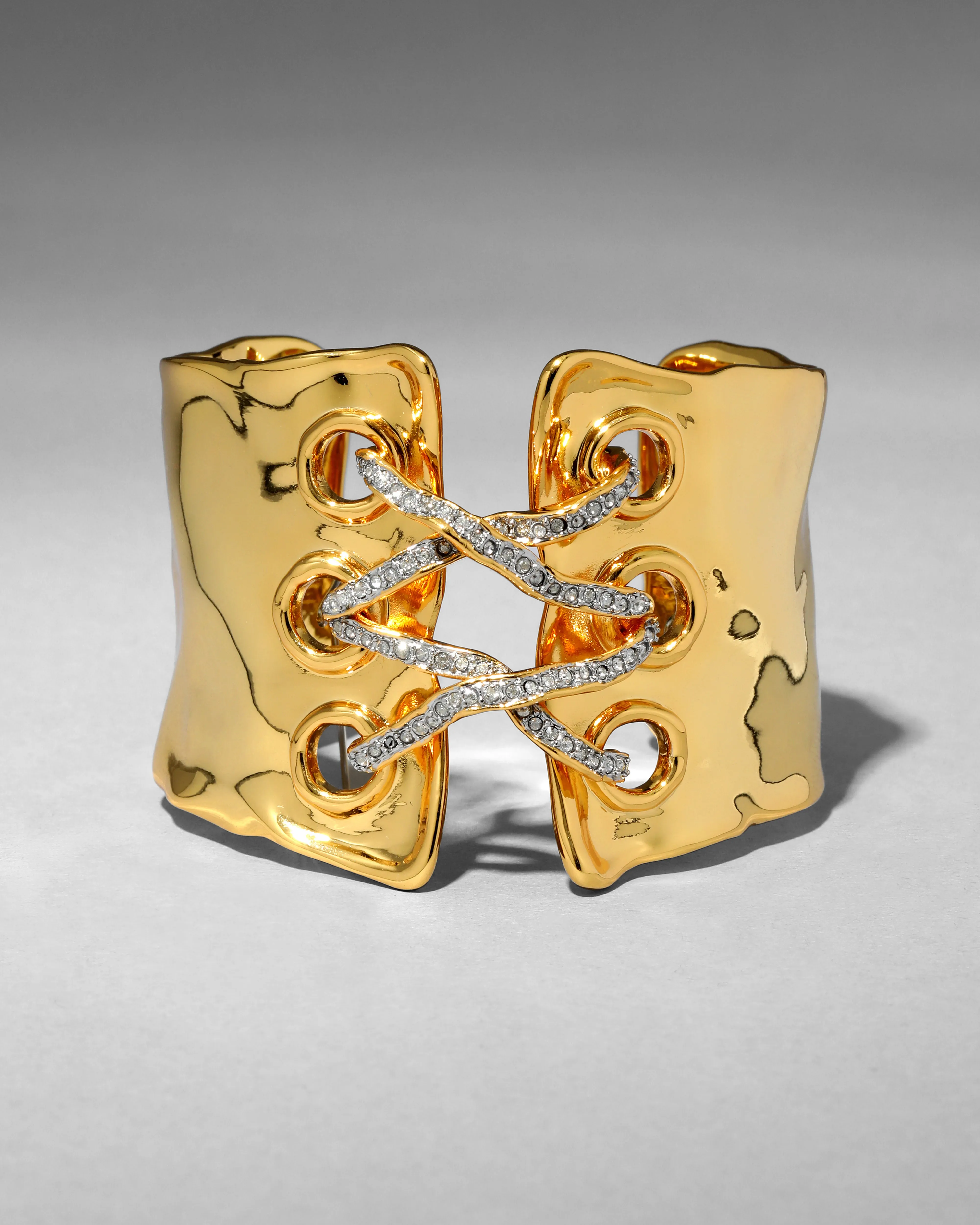 Solanales Gold Crystal Lace Up Cuff Bracelet sold by Alexis Bittar product image thumbnail 4