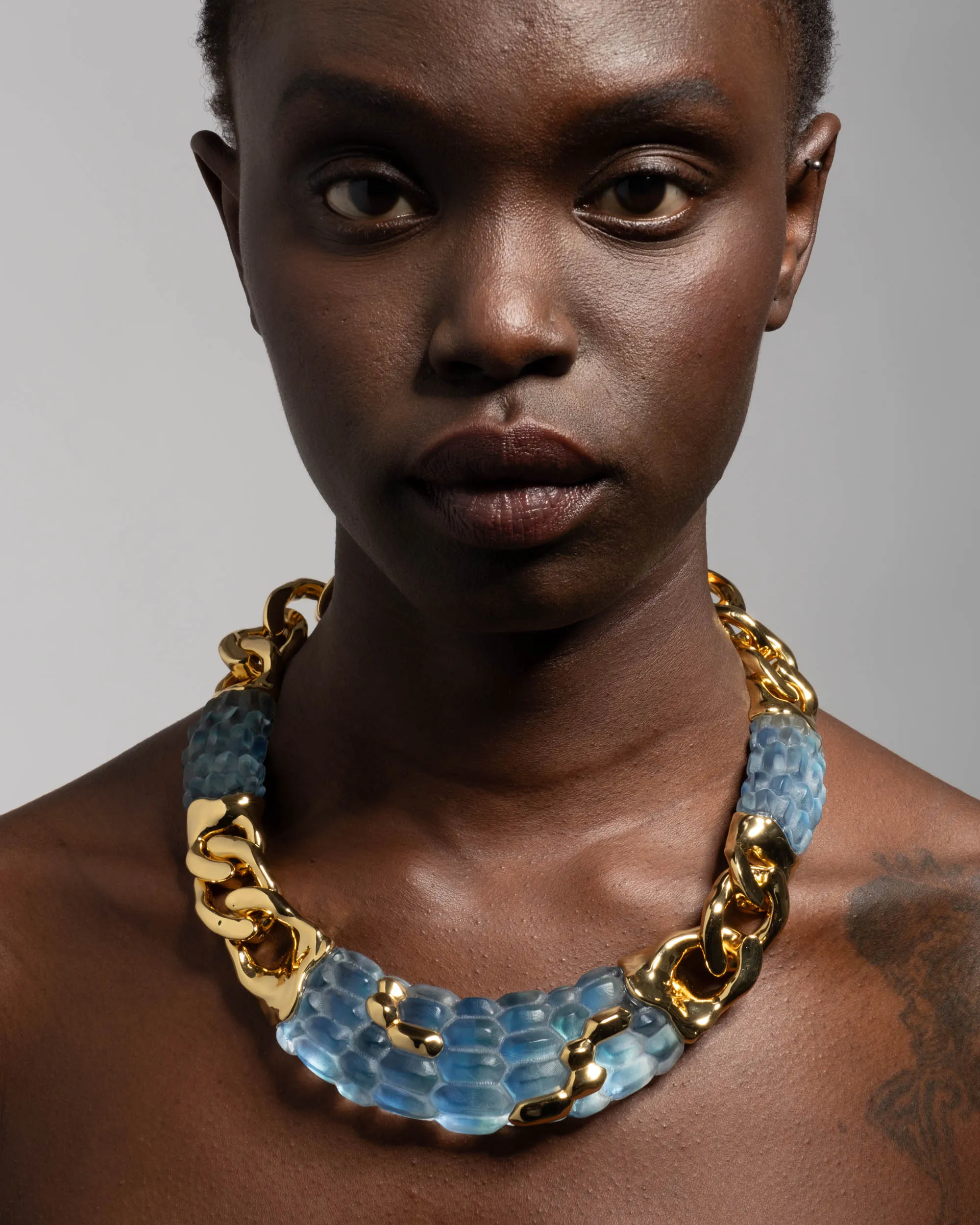 Serpent Lucite Bib Necklace- Azure sold by Alexis Bittar