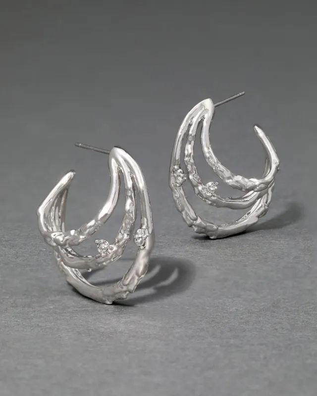 Brut Silver Crystal Thorn Orbit Hoop Earring sold by Alexis Bittar