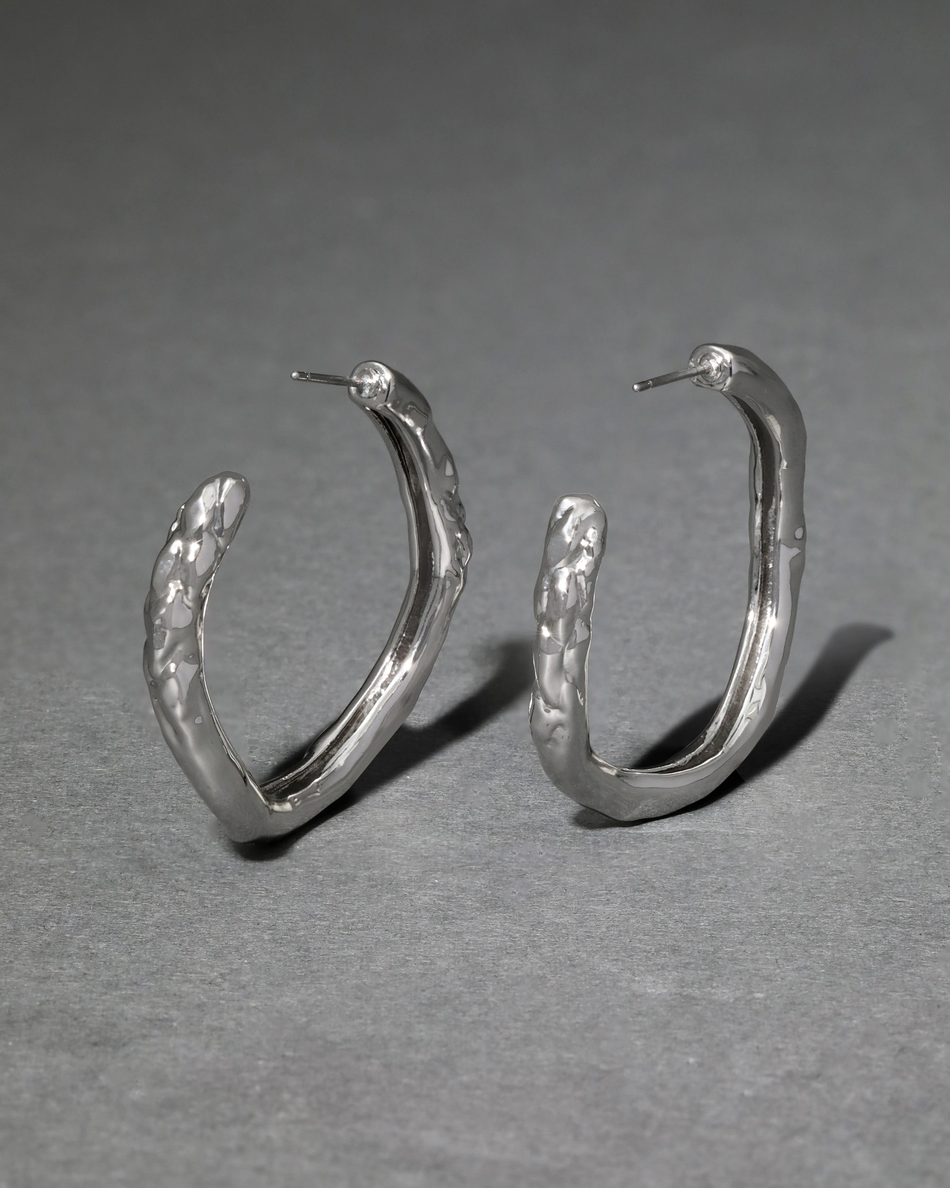 Brut Silver Tube Hoop Earring sold by Alexis Bittar product image thumbnail 3