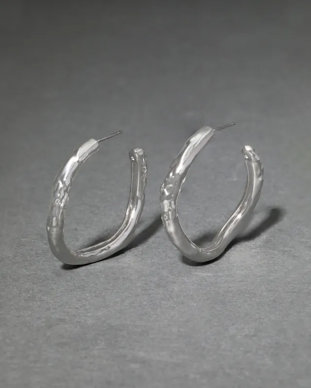 Brut Silver Tube Hoop Earring sold by Alexis Bittar