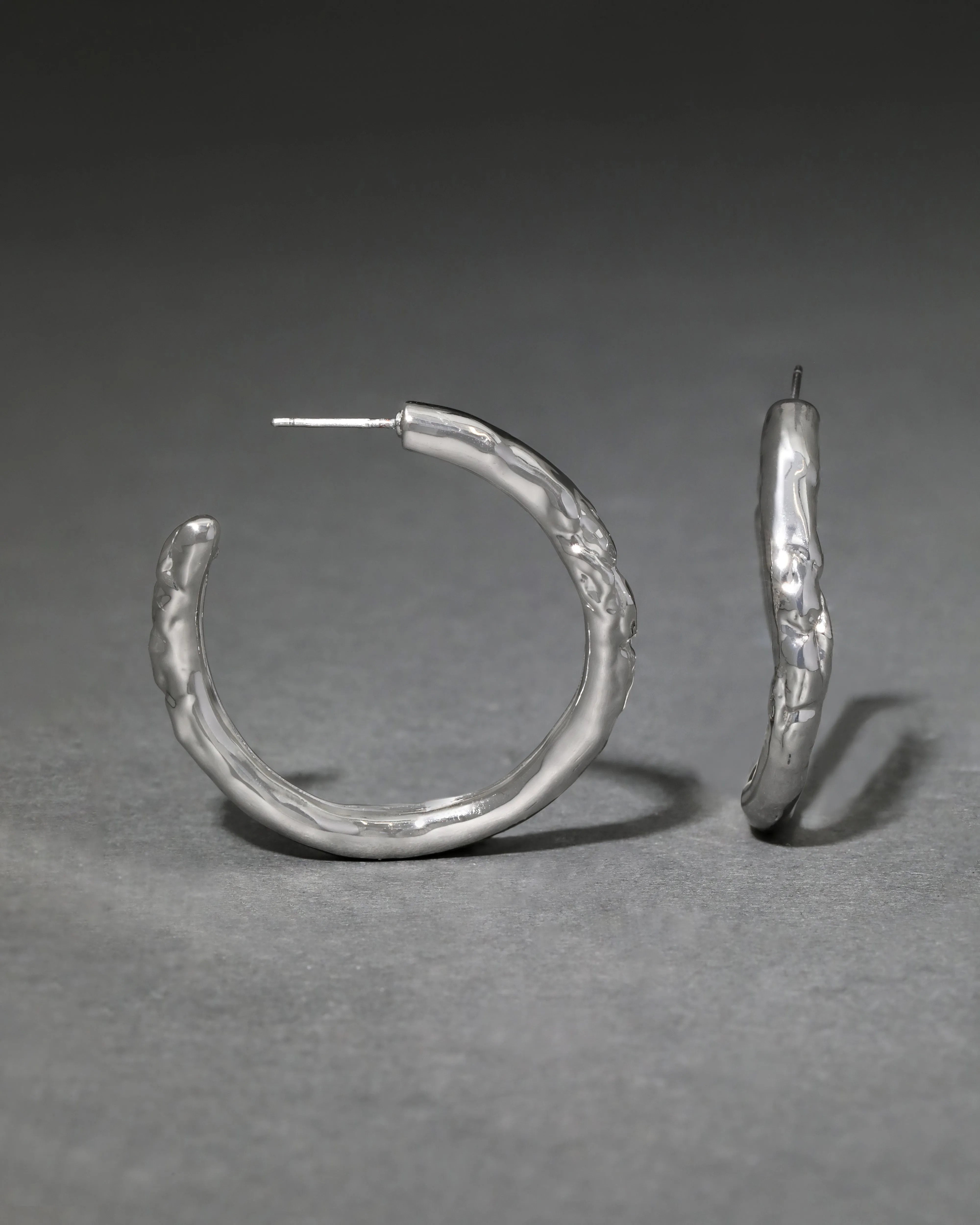 Brut Silver Tube Hoop Earring sold by Alexis Bittar product image thumbnail 4