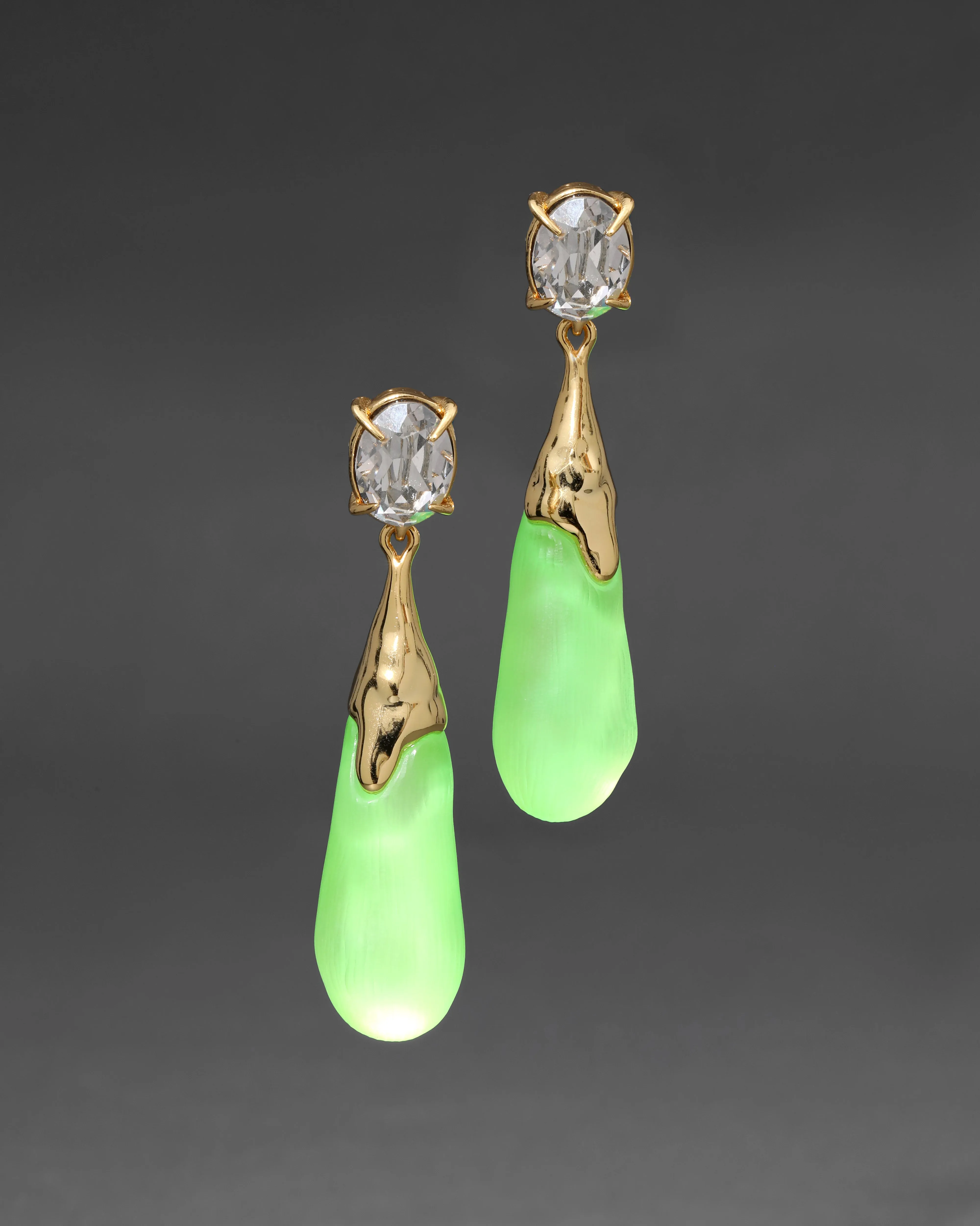 Bonbon Crystal Small Teardrop Earring- Neon Green sold by Alexis Bittar