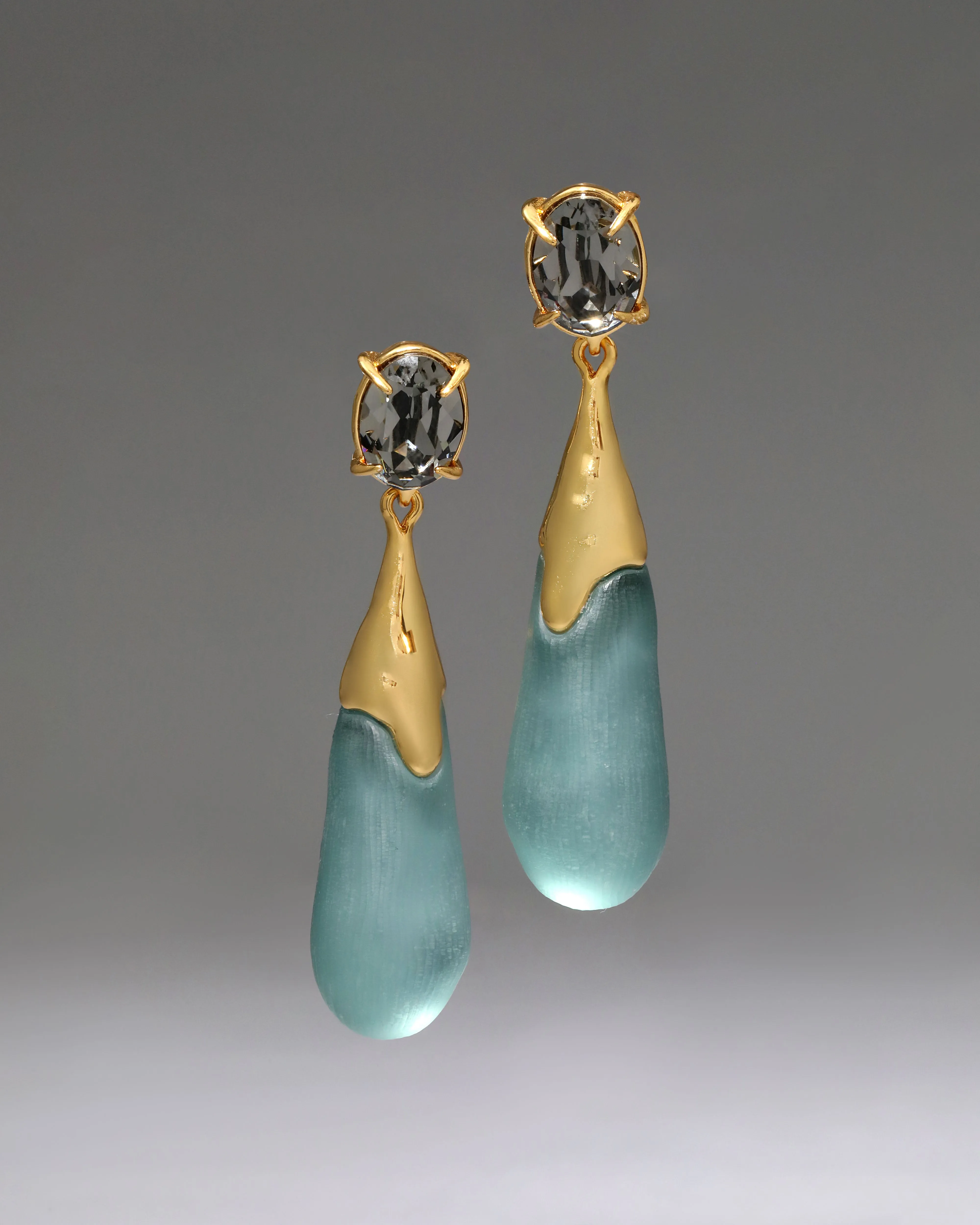 Bonbon Crystal Small Teardrop Earring- Teal Blue sold by Alexis Bittar
